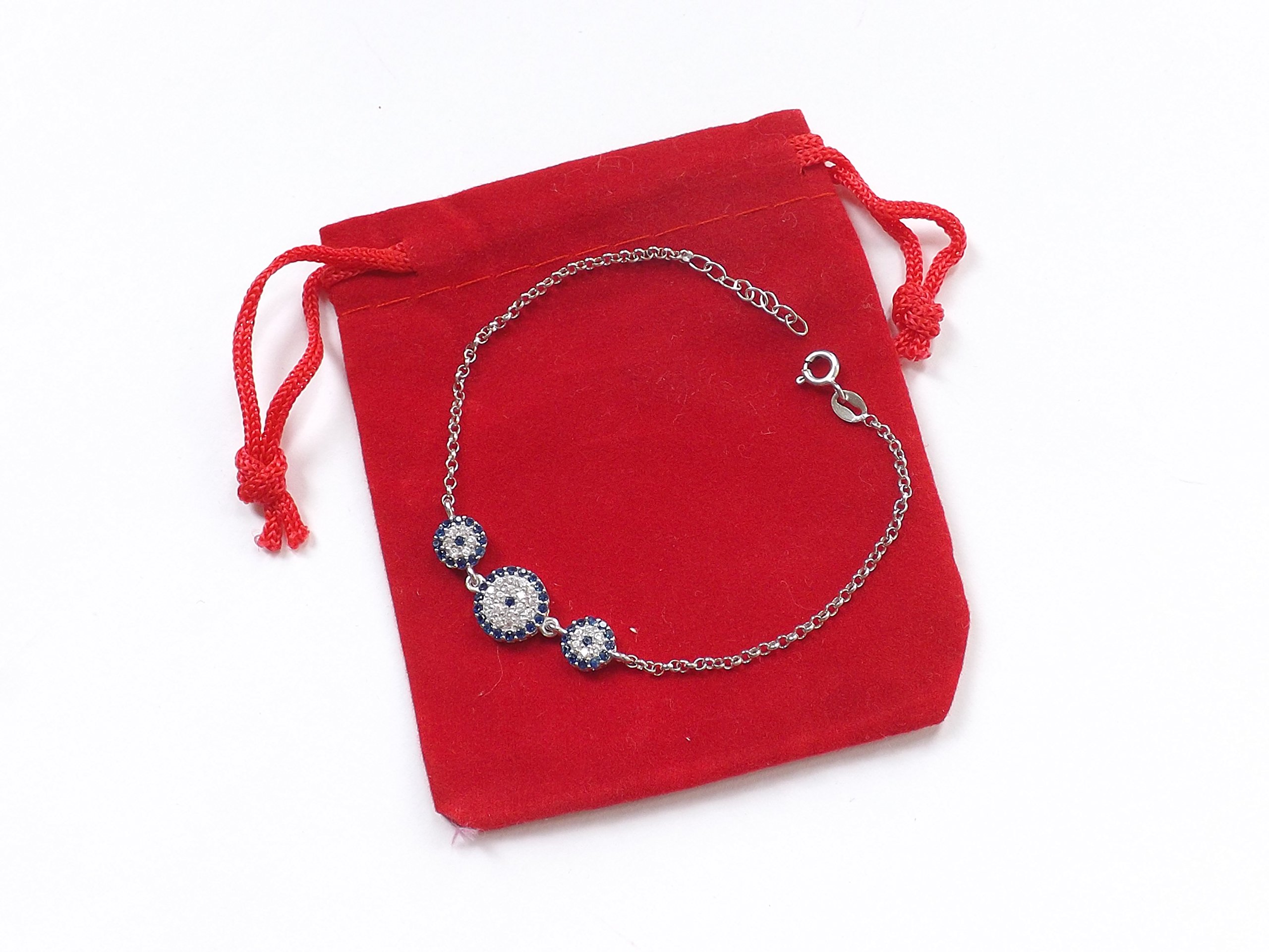 Remi Bijou 925 Silber Armband Armkette - Türkisches Auge Nazar Boncuk Evil Eye