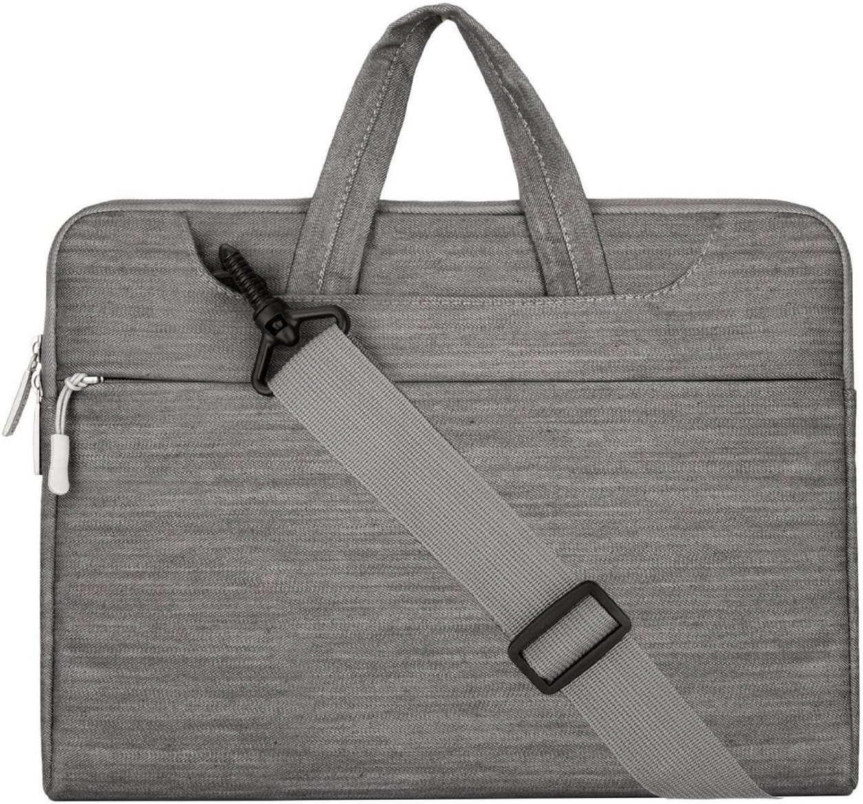 MOSISO Denim Fabric Shoulder Bag Compatible 15-15.6 Inch Laptop, Pure Gray