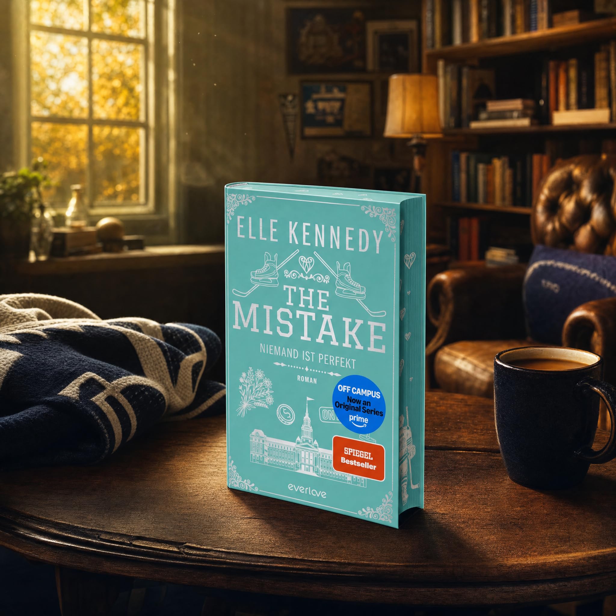 Elle Kennedy - Off-Campus Buchset Band 1-4 - The Deal, The Mistake, The Score, The Goal - Hockey Romance Hardcover Schmuckausgabe - New Adult Eishockey Liebesroman Sammelset mit exklusivem Lesezeichen