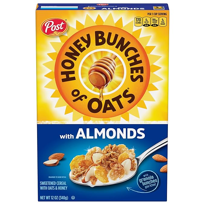 Honey Bunches of Oats Almond, Heart Healthy, Low Fat, made with Whole Grain Cereal, 12 Ounce