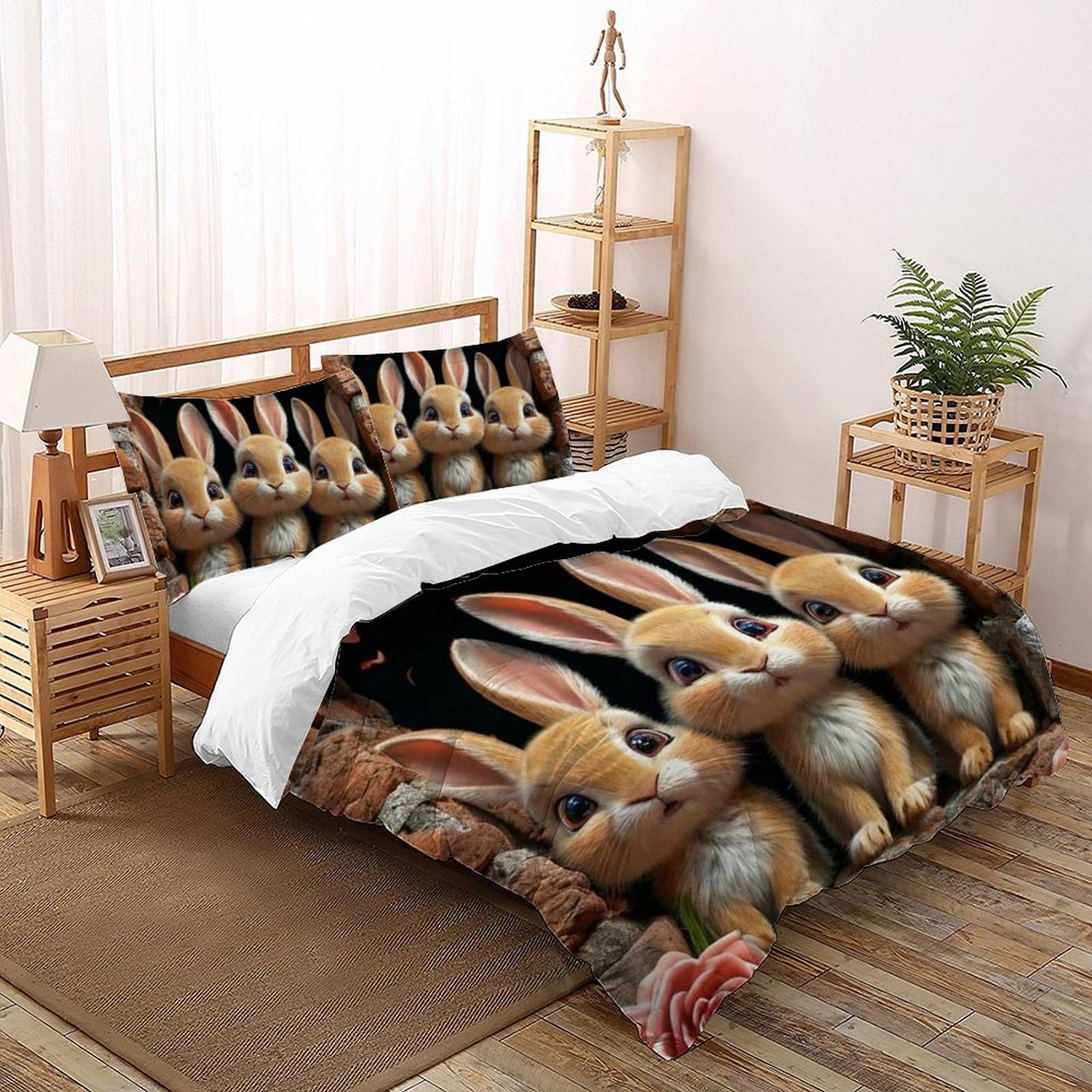 Housse de couette lapin imprimé animaux pour décorer la chambre d'un garçon