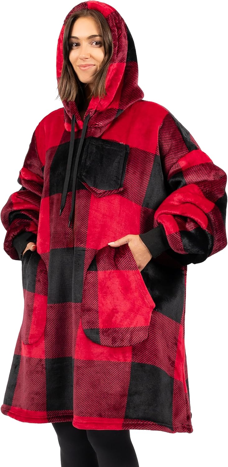 PAVILIA Blanket Hoodie for Women, Sherpa Wearable Blanket Men, Oversized Sweatshirt Blanket, Fleece Hooded Blanket Sweater - Image 2