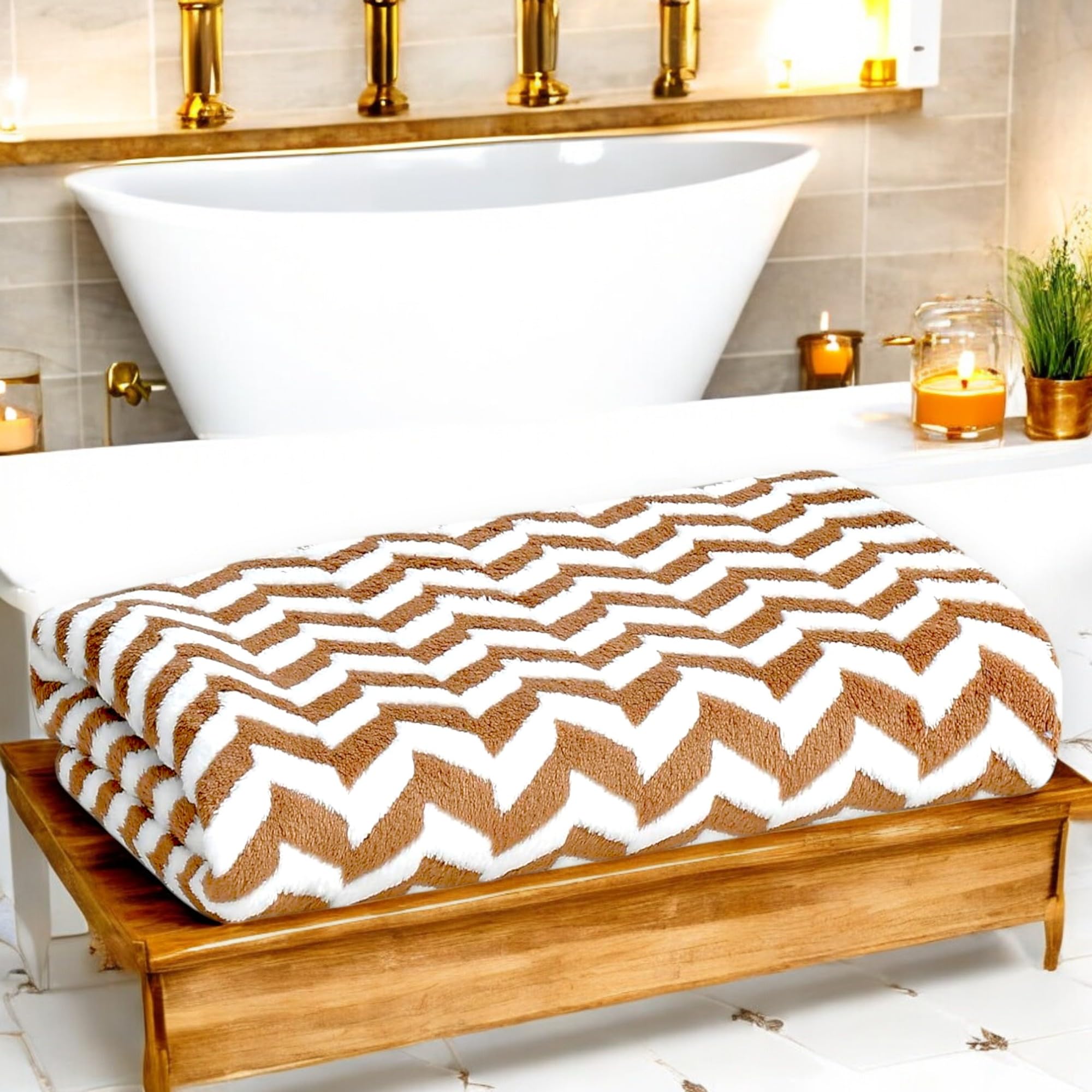 Premium Towel– Microfiber Bath Towels, Quick-Dry, Soft & Absorbent Towels for Men, Women, Kids, and Travel, Gift Sets, Large & Extra-Large Beach Towel (Brown)