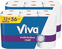 Viva Multi-Surface Cloth Paper Towels, 12 Triple Rolls, 165 Sheets/Roll - Micro-Scrub Texture, 4X Cleaning Power