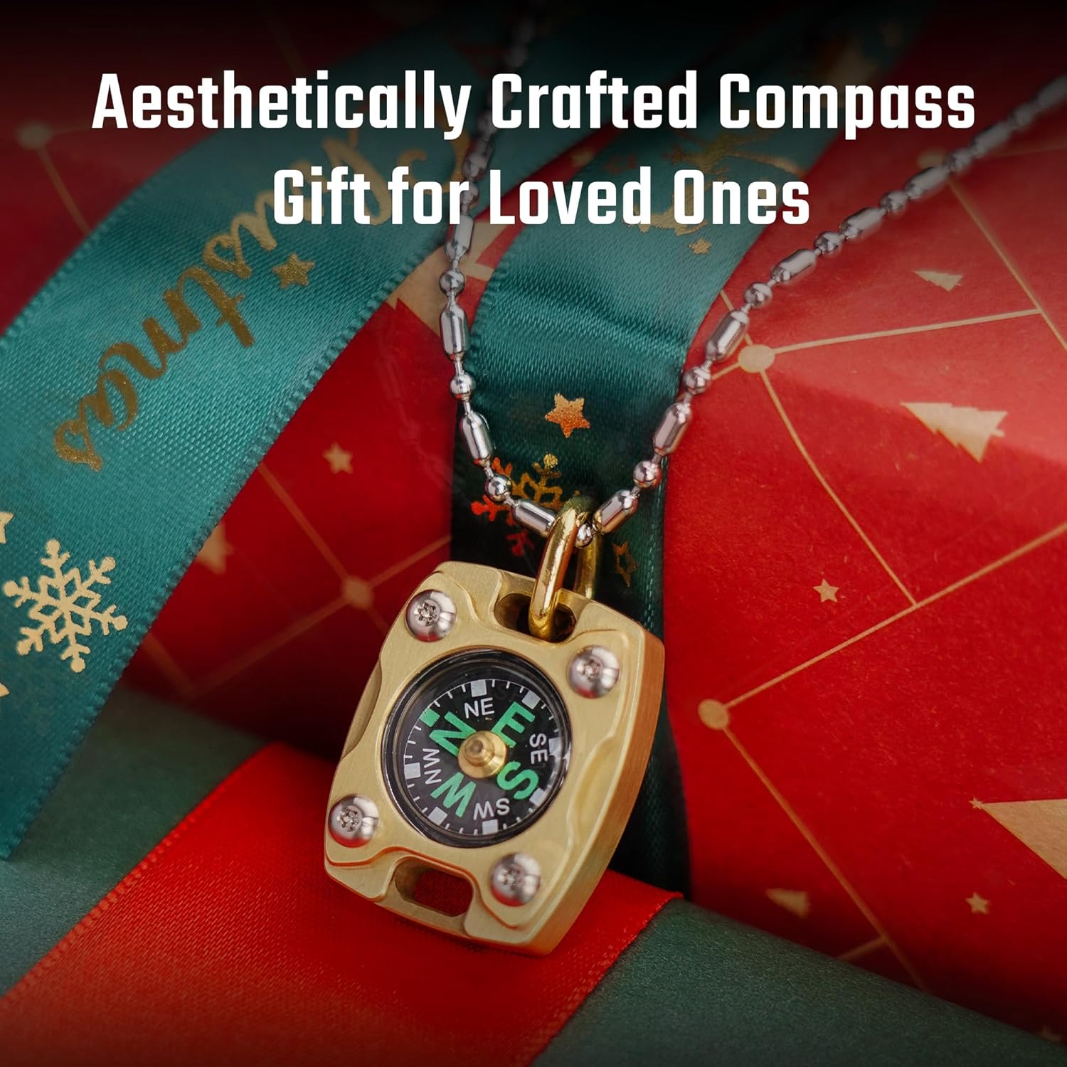 MecArmy Mini Titanium/Brass Compass, Waterproof IPX5 Pocket Compass for Hiking & Survival, Keychain & Necklace Gifts for Men & Women, Ideal Graduation & Outdoor Adventure Present