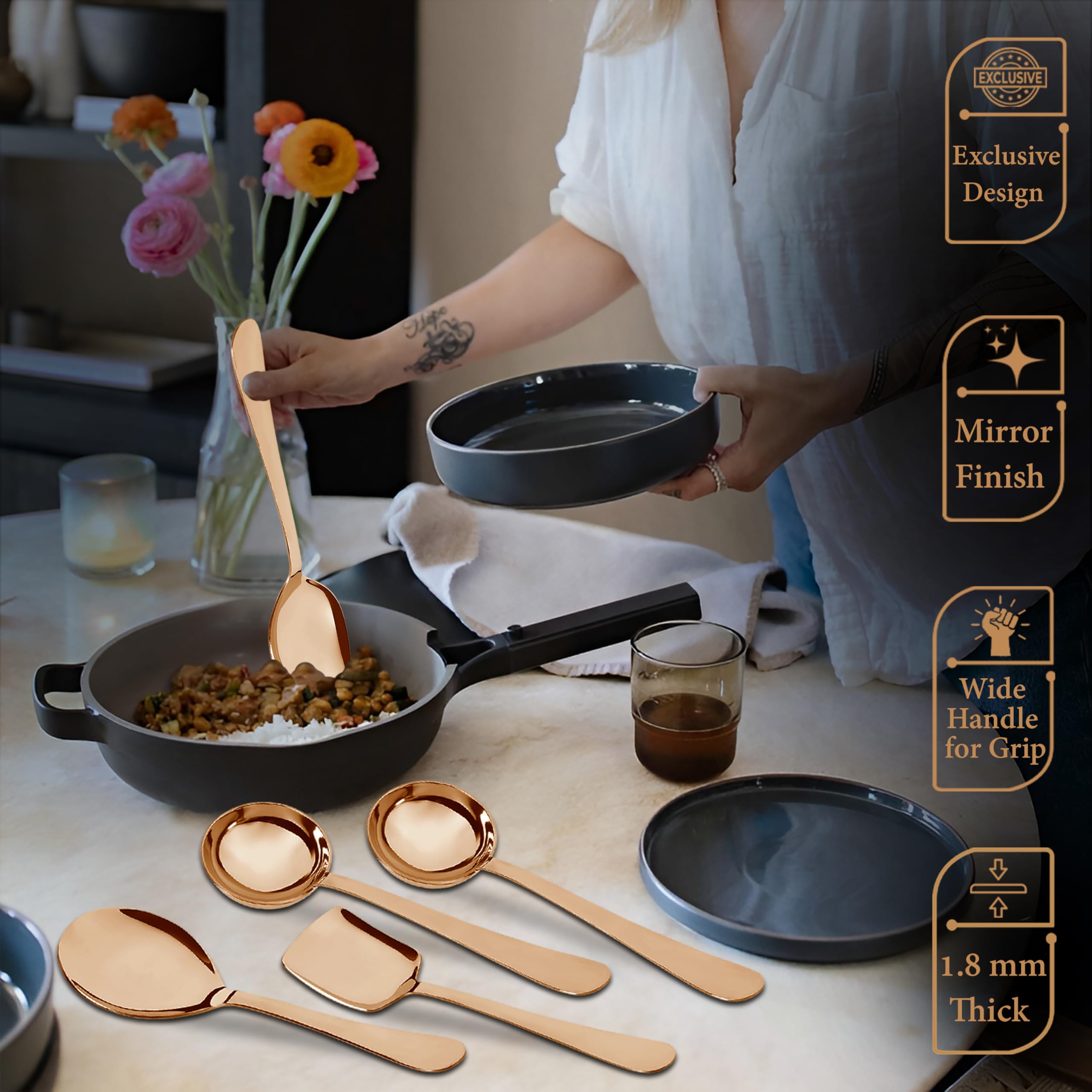 Parage Stainless Steel Serving Spoons - 5 Piece Set -5