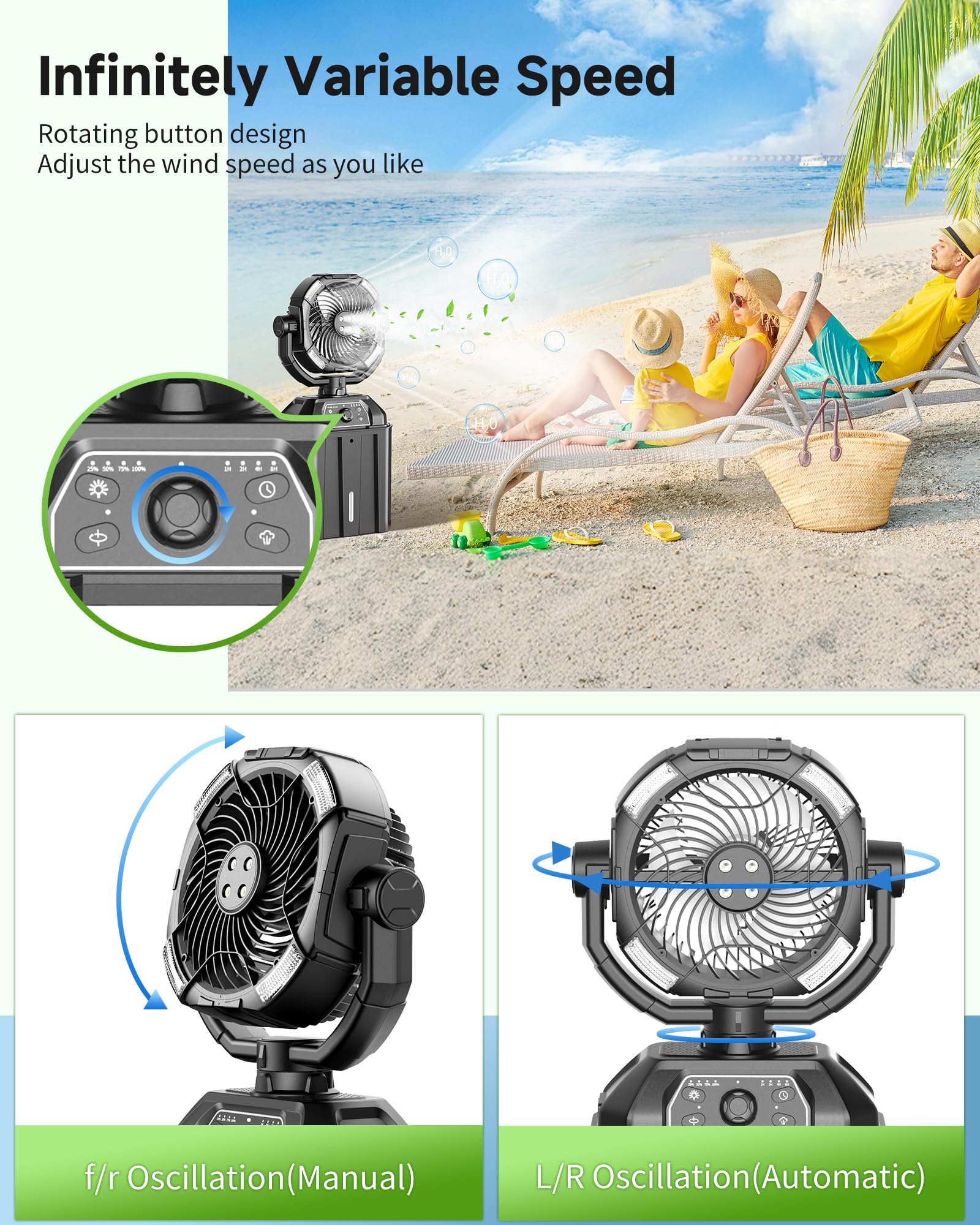 Amazon.com: Misting fan with 7L bucket 90°Oscillating ,4