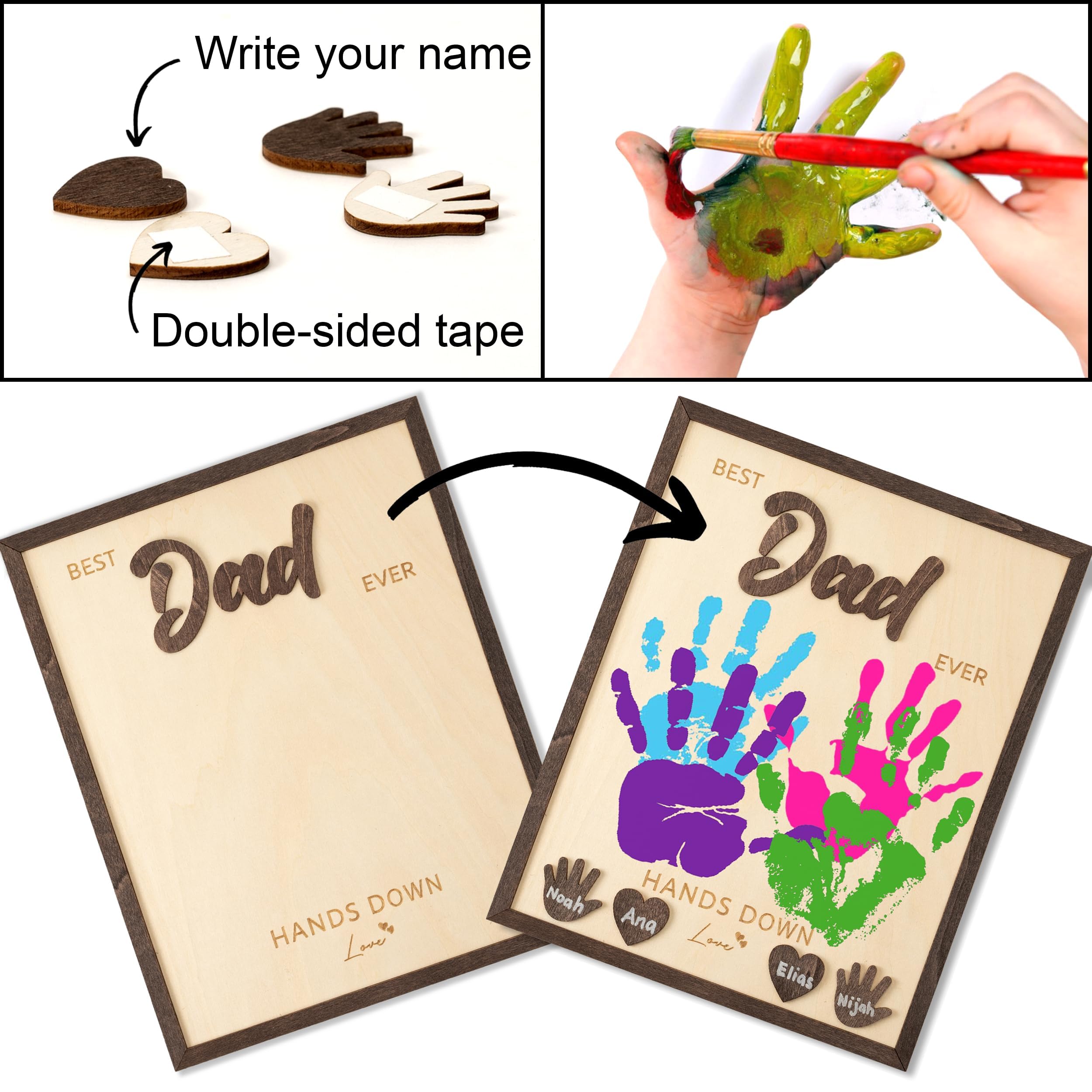 10" Gifts for Dad from Kids Custom fathers day Best Dad Ever gifts Hands down sign - Personalized Fathers Day Dads Gift from kids daughter son, First fathers day Daddy gift for new dad / Birthday