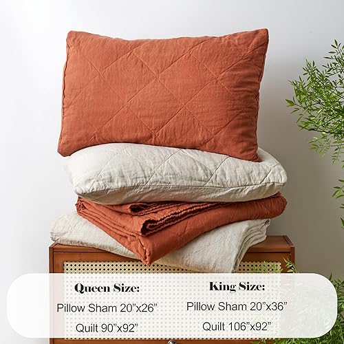 Miniatura 7 de S VICTORY SYMBOL Juego de edredón de lino tamaño Queen de 3 piezas, colcha para todas las estaciones, funda de lino lavado y rayón derivado del