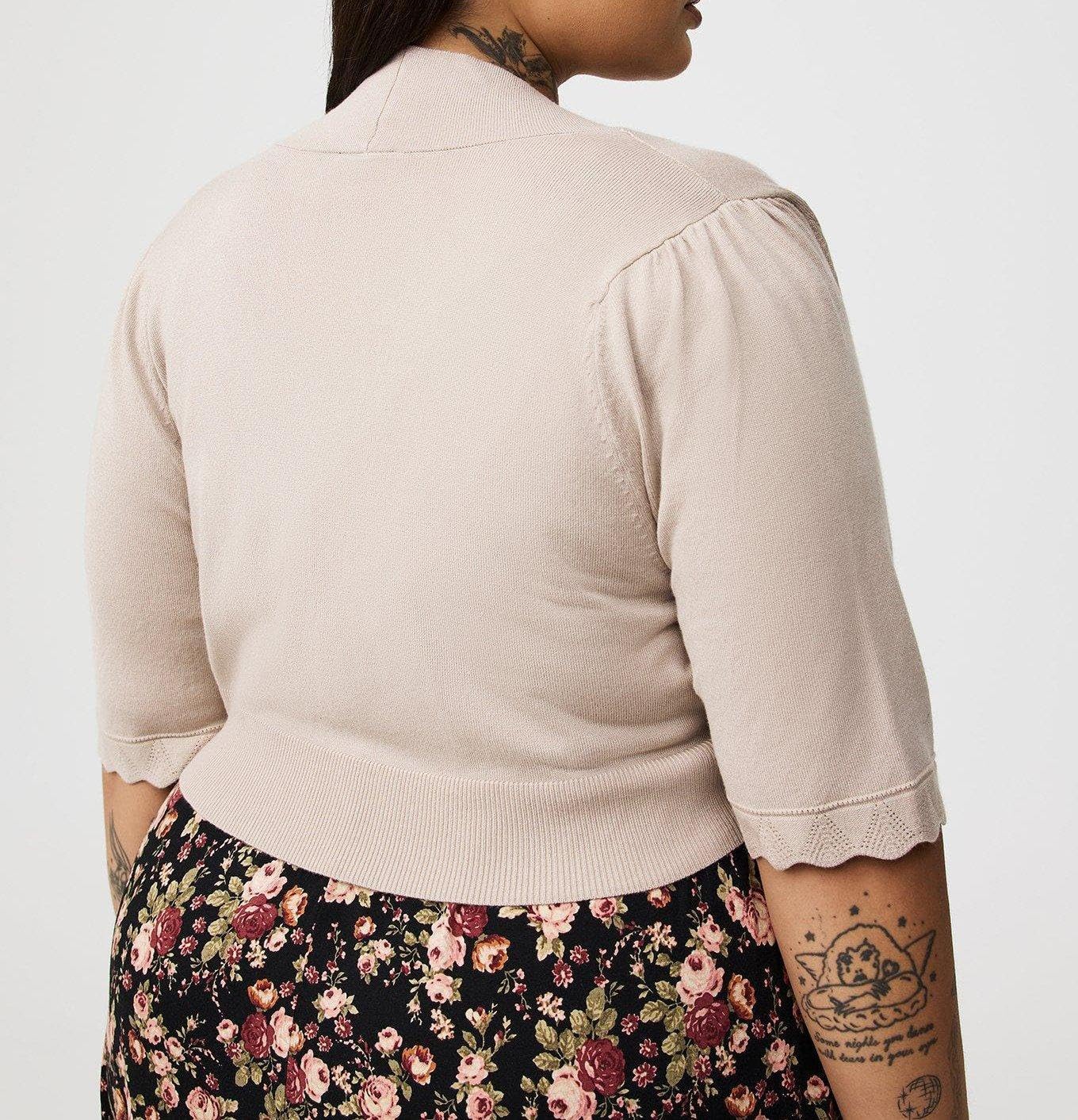 Torrid Women's Plus Size Scalloped Crop Sweater Shrug