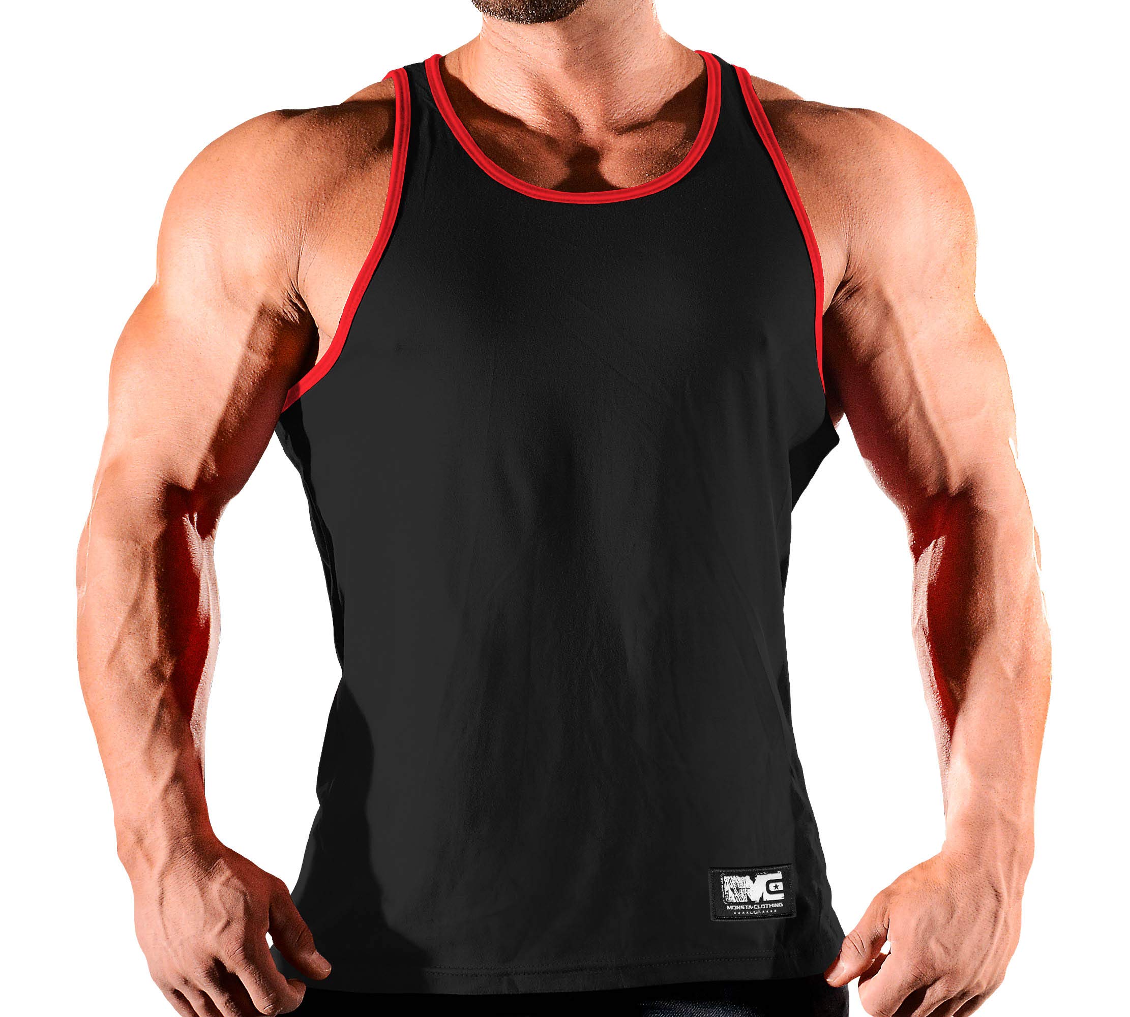 Monsta Clothing Co. Men's Workout (ES:Monsta Classic-000) Gym Tank Top (G:BK/RD)