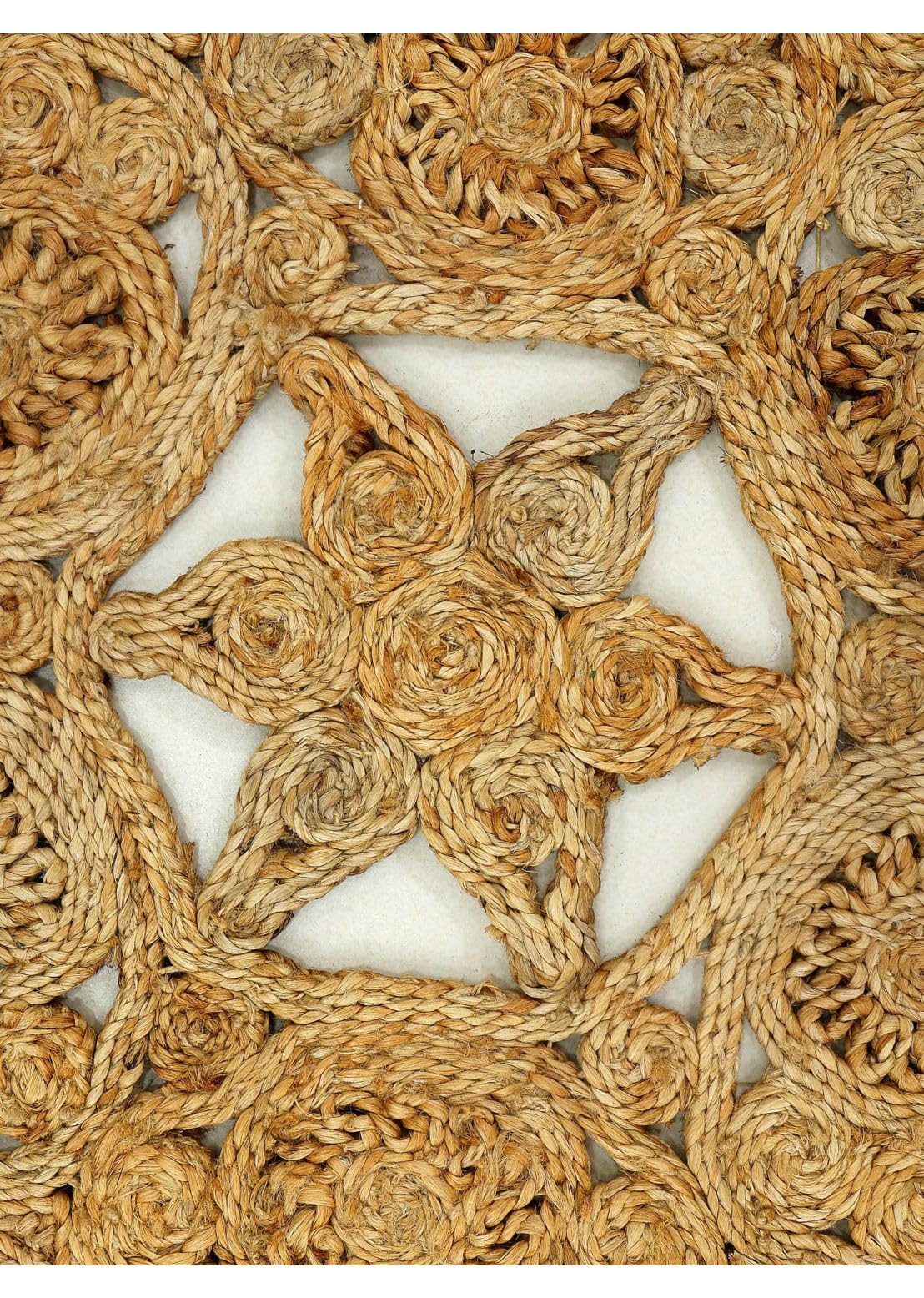 carpetfine Tapis Jute Paul Ronde Couleur Naturelle Beige Ø 120 cm tissé à la Main en Jute | Modèle Naturel Moderne Uni à Tissage Plat de Style Boho pour Le Salon et la Chambre à Coucher