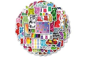 63Pcs Gummy Bear Decorations | Waterproof Anime Sticker Pack for Laptops, Skateboards,...
