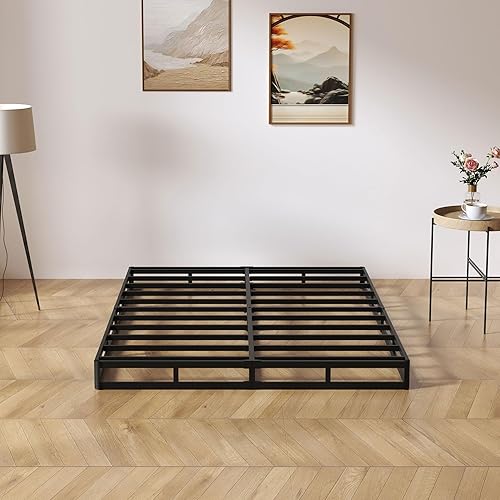 Miniatura 5 de Bases de resortes tamaño matrimonial - Base de colchón de perfil bajo de 5 pulgadas sin ruido, base de cama de metal resistente con funda de tela