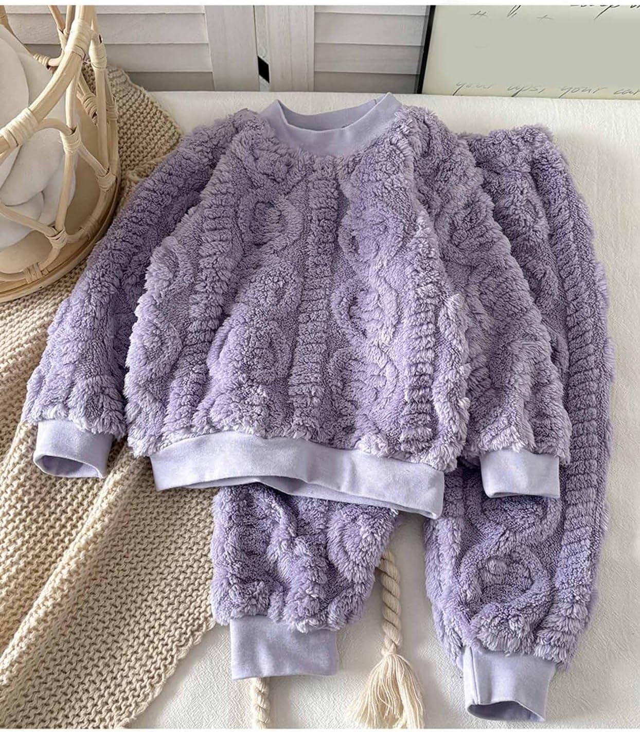 [ノーブランド 品] ルームウェア 子供 女の子 男の子 部屋着 パジャマ もこもこ かわいい 長袖 上下 セット ブルー ピンク