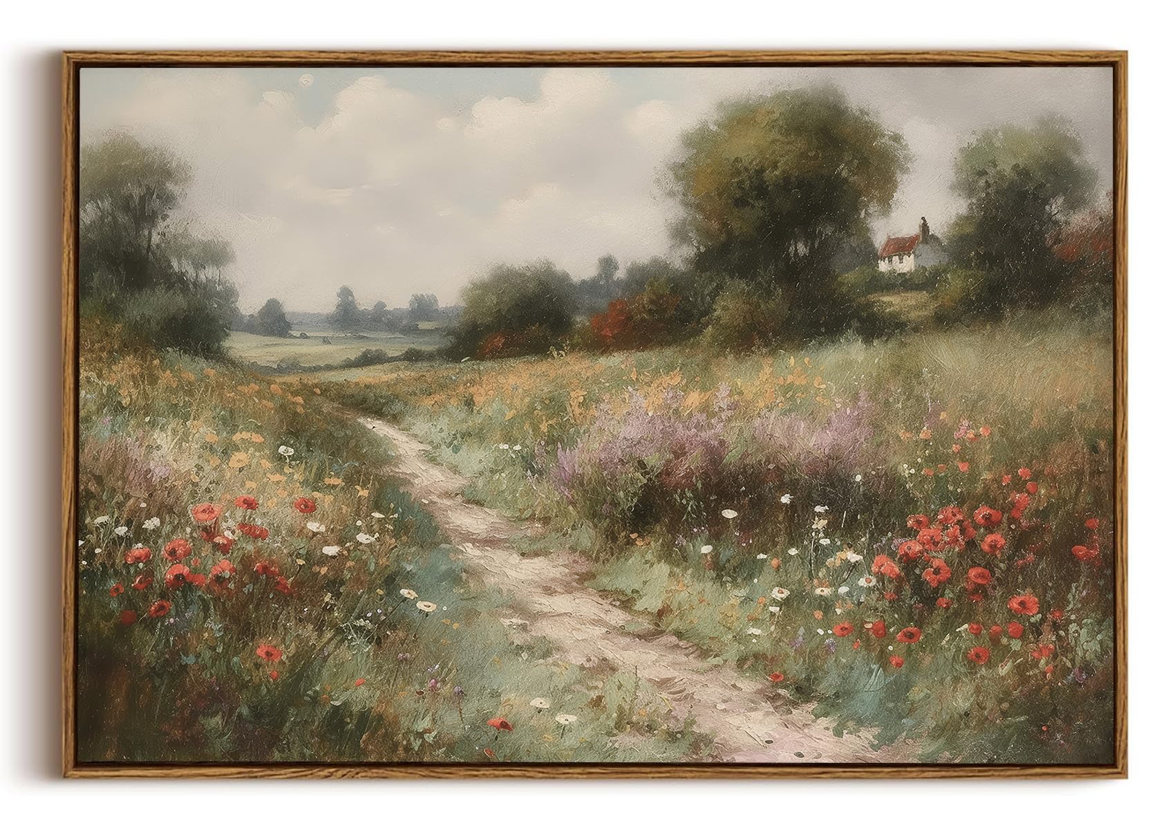 OIQArtOIQ Framed Canvas Wall Art,Vintage Decor,Landscape Nature Country Wildflower Paintings Farmhouse Pictures Modern Artwork Rustic Fall Flower Prints Cottagecore Office Living Room Bedroom Bathroom — view 104