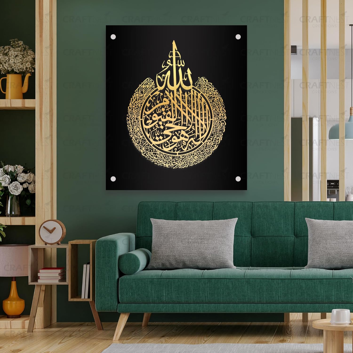 Craftnest Creations Ayatul Kursi Wall Frame (50L x 40W CM) – Black Acrylic Islamic Wall Frame | Luxurious Islamic Wall Décor Frame | Muslim Arabic Calligraphy Wall Art Gift for Ramzan, Home, Room