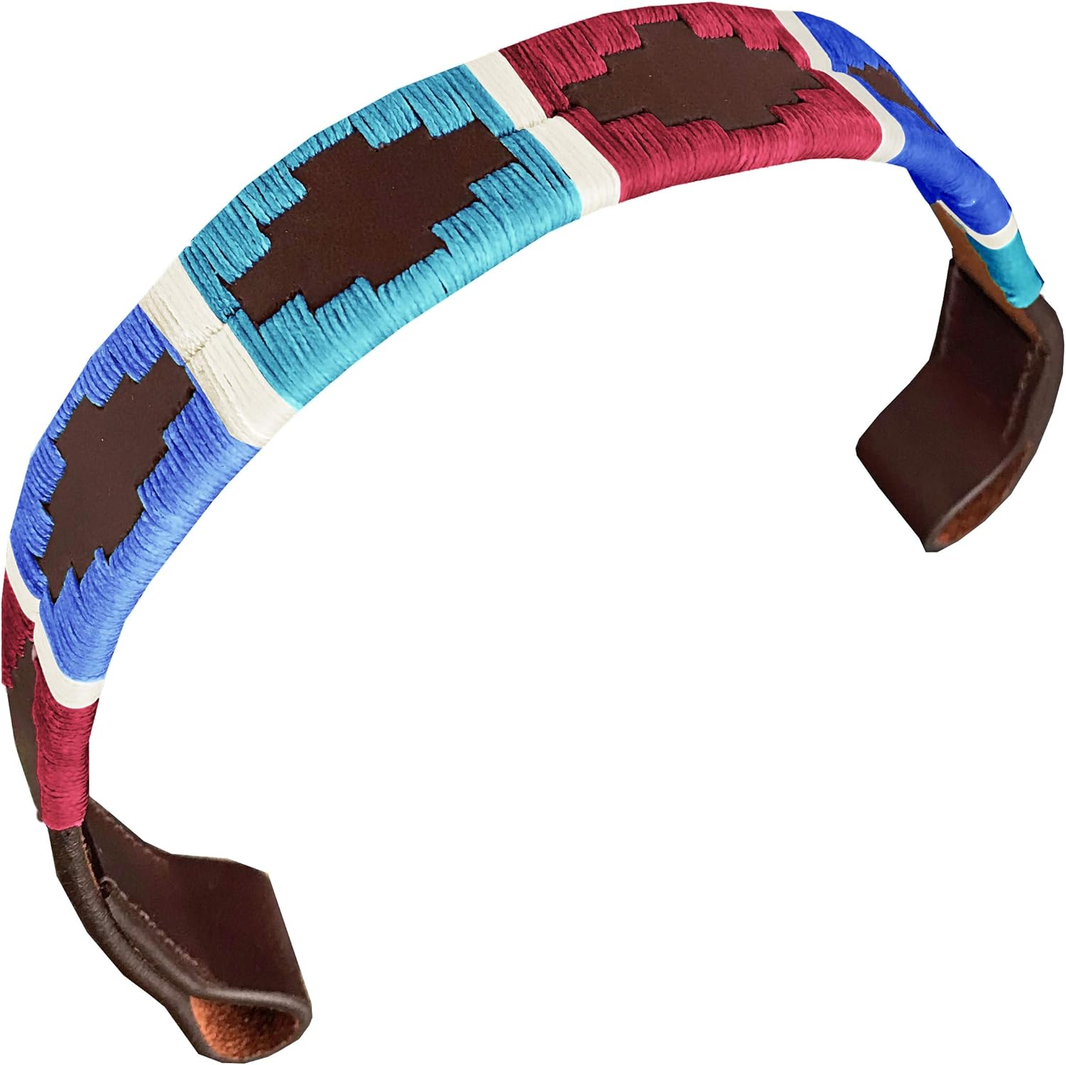 CARLOS DIAZ Designer Genuine Leather Waxed Embroidered Gaucho Polo Horse Bridle Browband