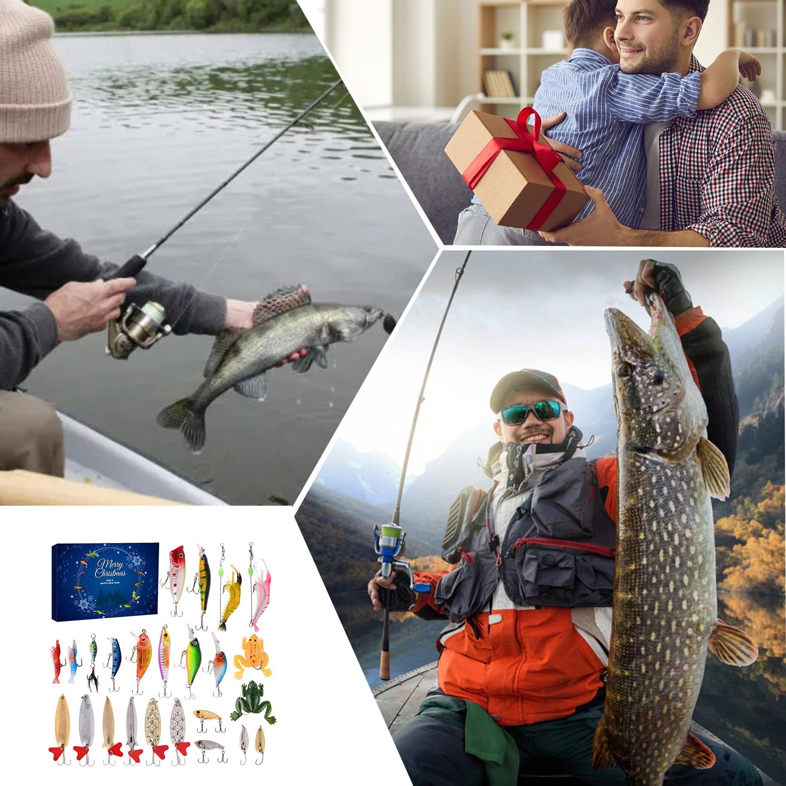 Calendrier De L’Avent Pêche 2025 – 24 Leurres De Pêche Pour Hommes – Effet Lumineux Et Durabilité – Idée Cadeau Noël