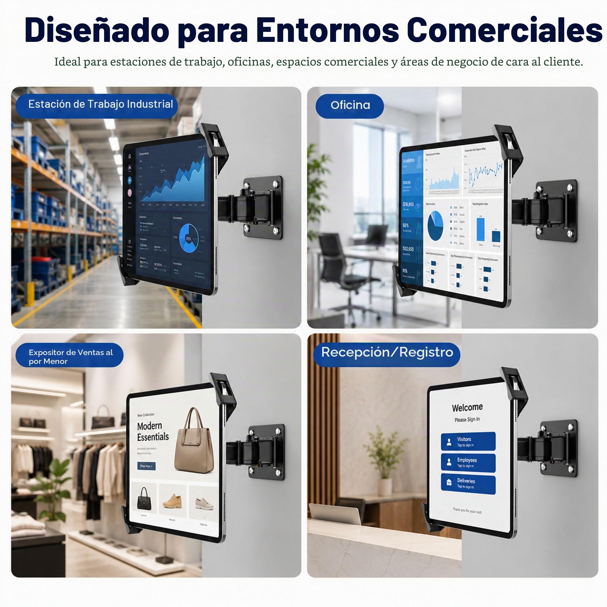 Keuvirya Soporte de pared para tableta, compatible con tabletas de 7 a 11 pulgadas, incluye cerradura de seguridad antirrobo y llave, soporte giratorio articulado para modo vertical y horizontal