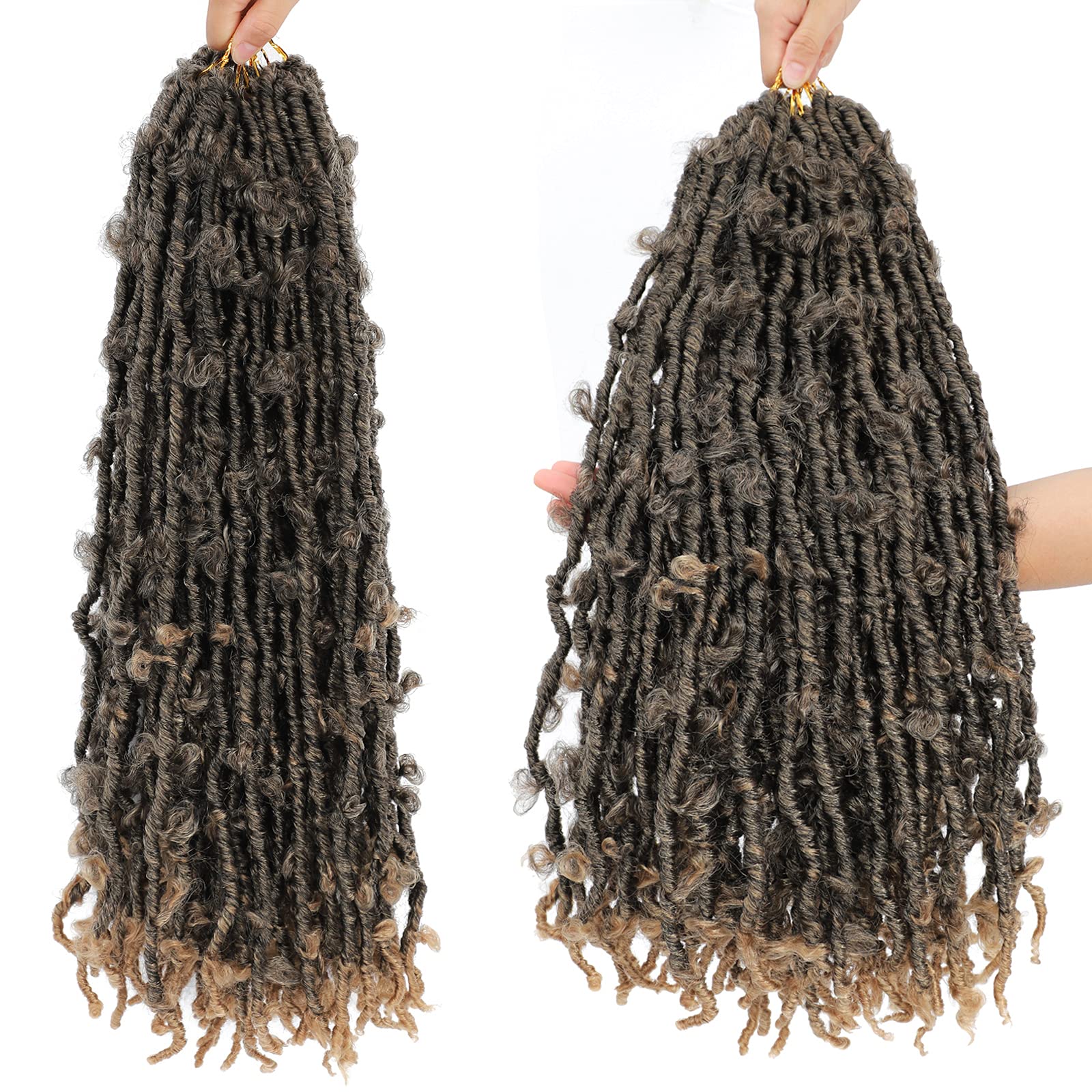 Butterfly Locs Crochet Hair 18 Inch 6 Packs Pre Looped Distressed Crochet Braids Most Natural Hair Extension for Black Women (18 Inch (Pack of 6), T1B/27)