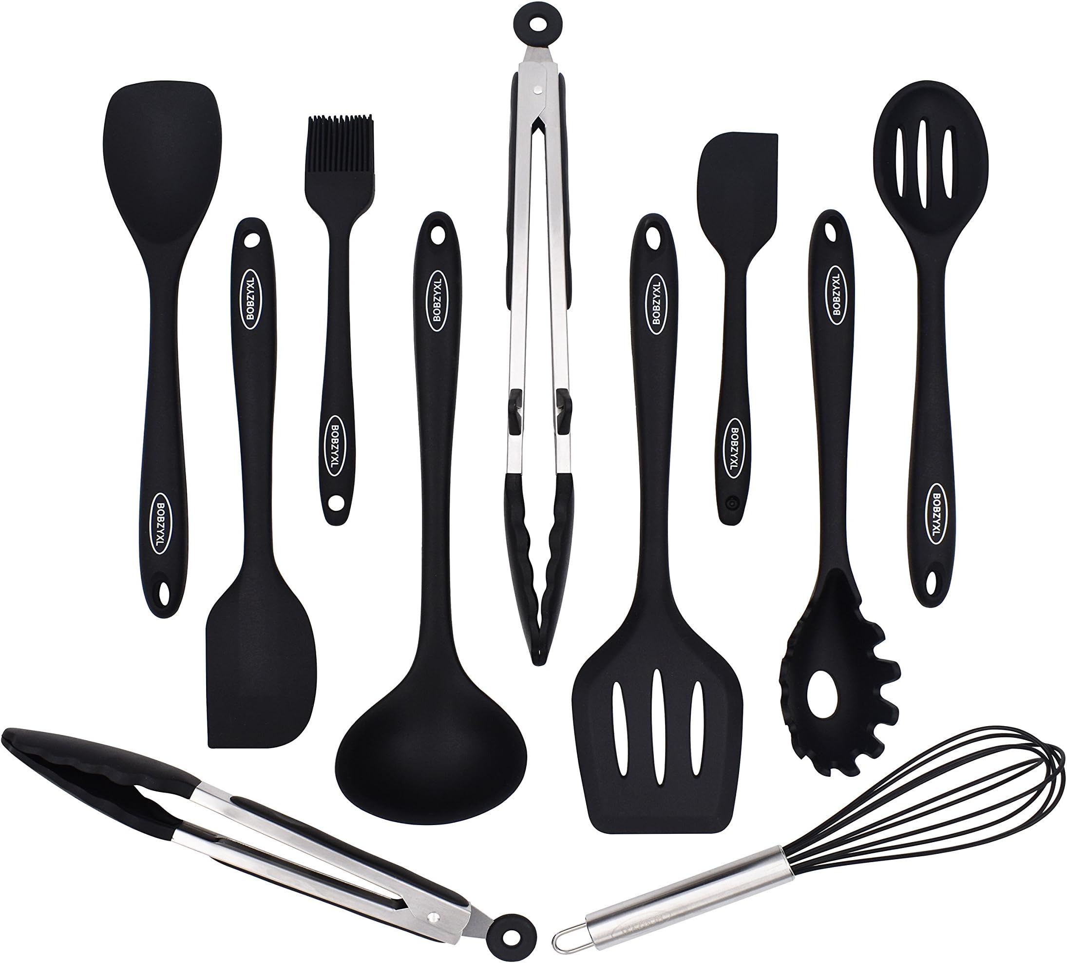 Silicone Kitchen Utensils Set 11-Piece Cooking Tool (Black)