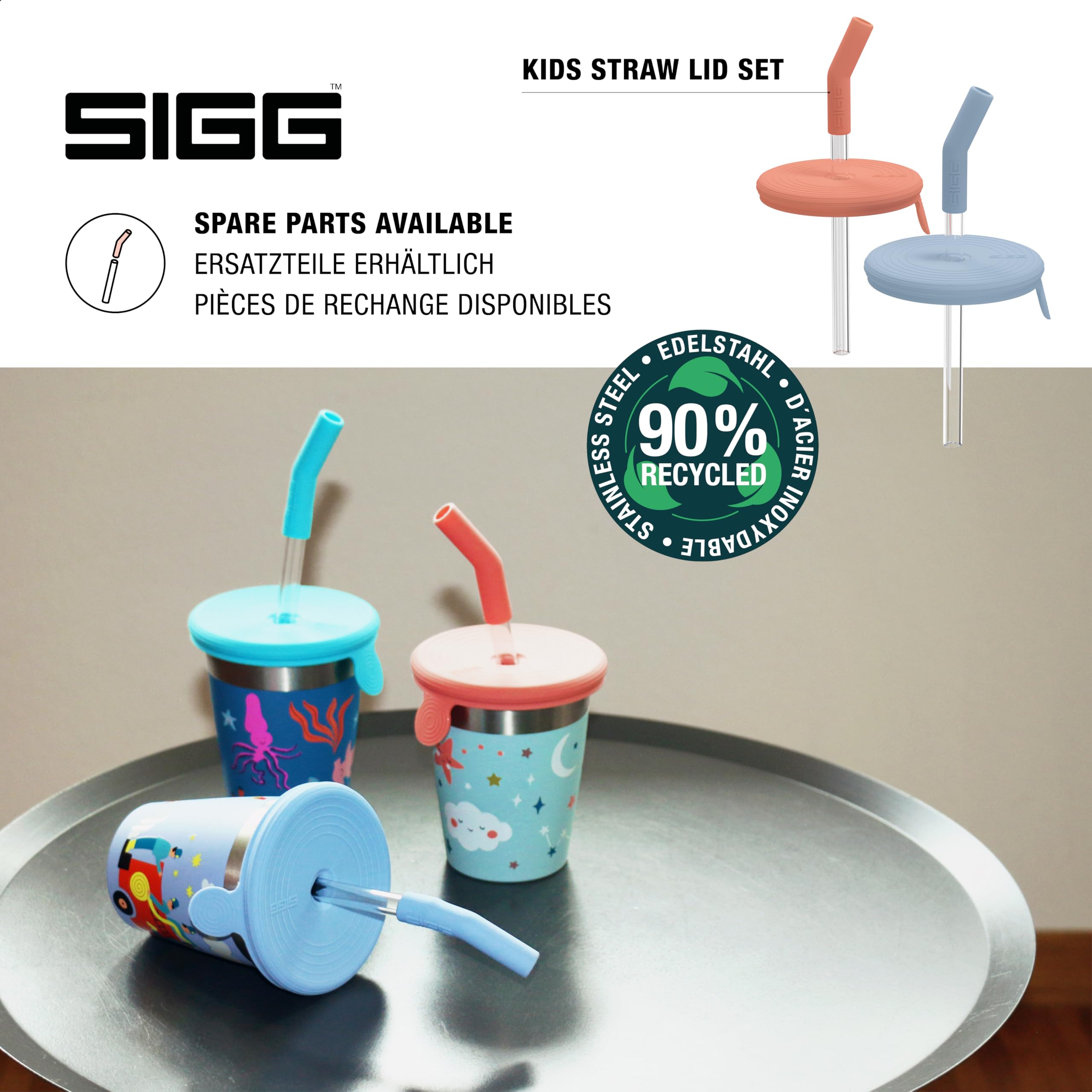 Sigg - Stainless Steel Children's Cup with Silicone Lid and Straw - Splash-Proof - BPA-Free - Lightweight and Robust - Unicorn - 0.35 L - Image 4