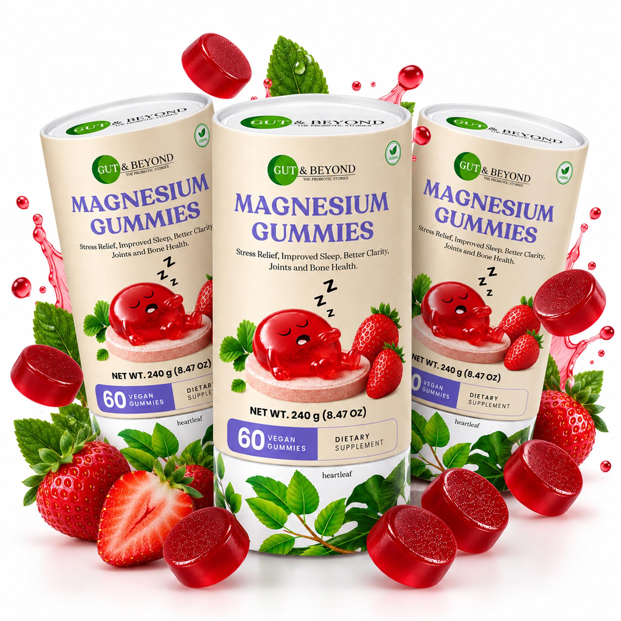 Gut and Beyond Magnesium Gummies 60 Count | High Absorption Magnesium Supplement | Relieves Leg Cramps and Muscle Tension | Supports Sleep, Stress and Energy | Vegetarian | Strawberry Flavour — Amazon image 9