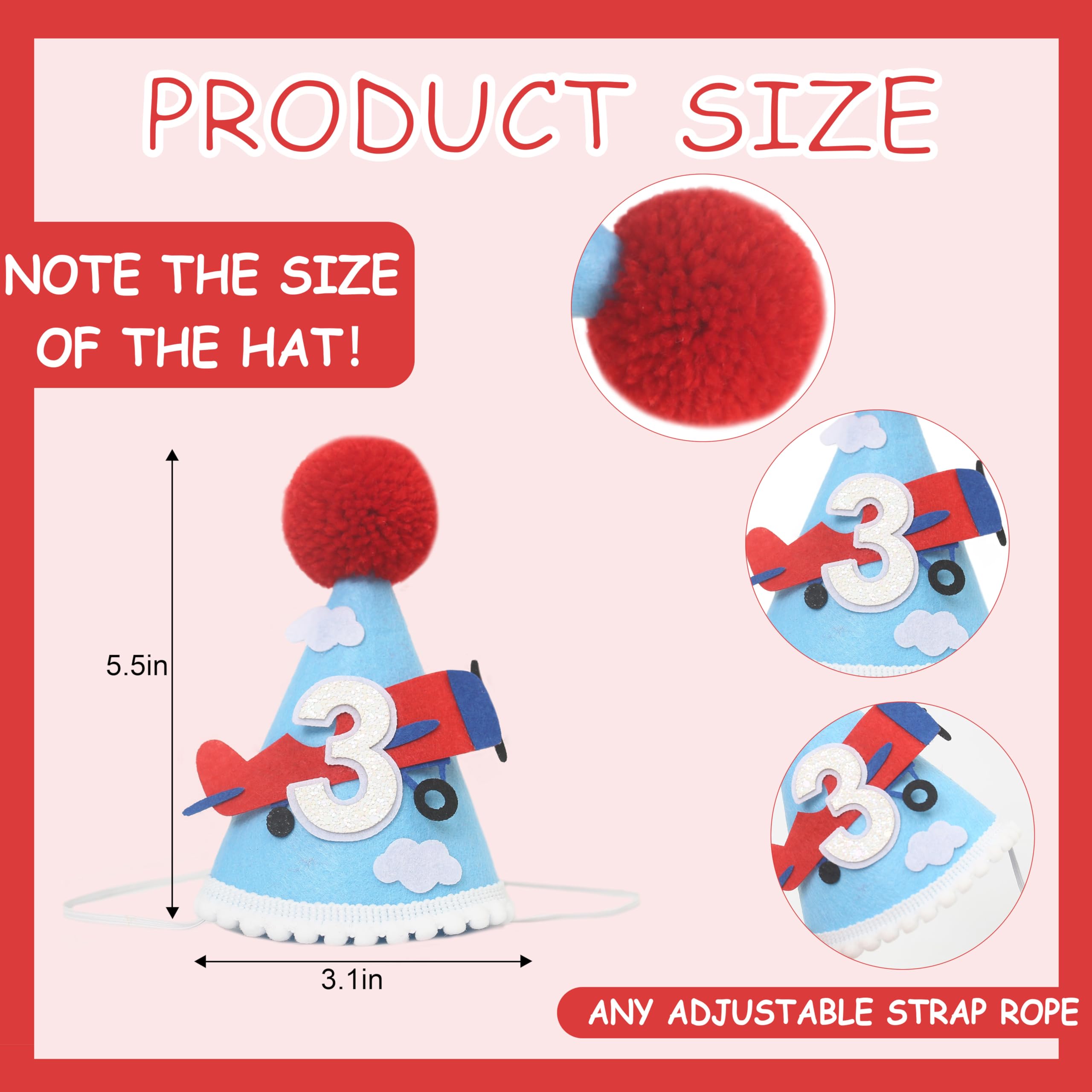 Airplane 3th Birthday Party Hat - Aviation-Themed Party Supplies?Vintage Airplane Baby Shower Hats?Third Birthday Airplane-Themed Party Decorations?Baby Birthday Photo Props