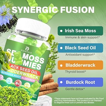Sea Moss Gummies Irish Sea Moss for Immune & Detox Support - 60 Gummies
