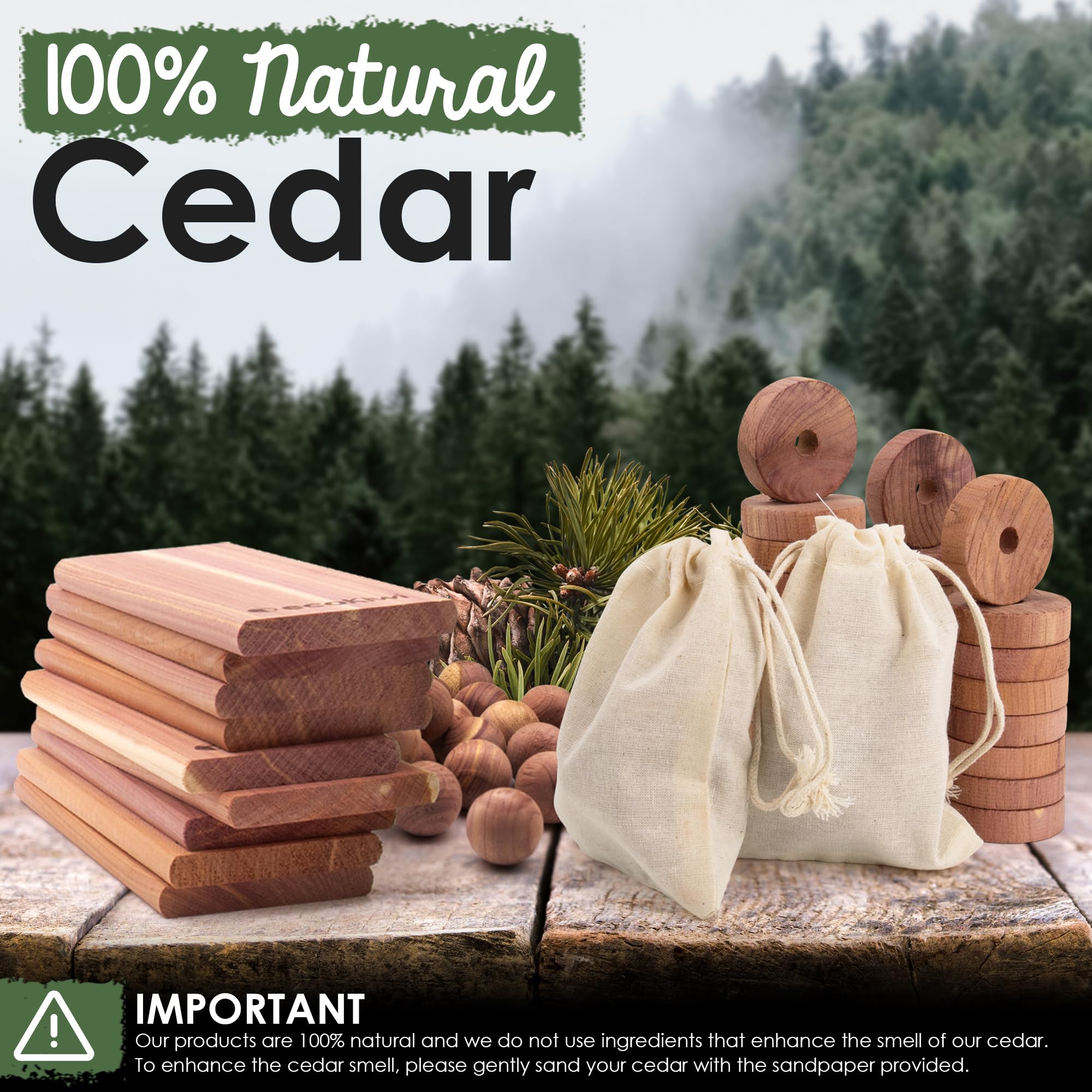 ecoKiwi Cedar Blocks for Clothes Storage Super Bundle Box, Cedar Hangers x10 - Image 4