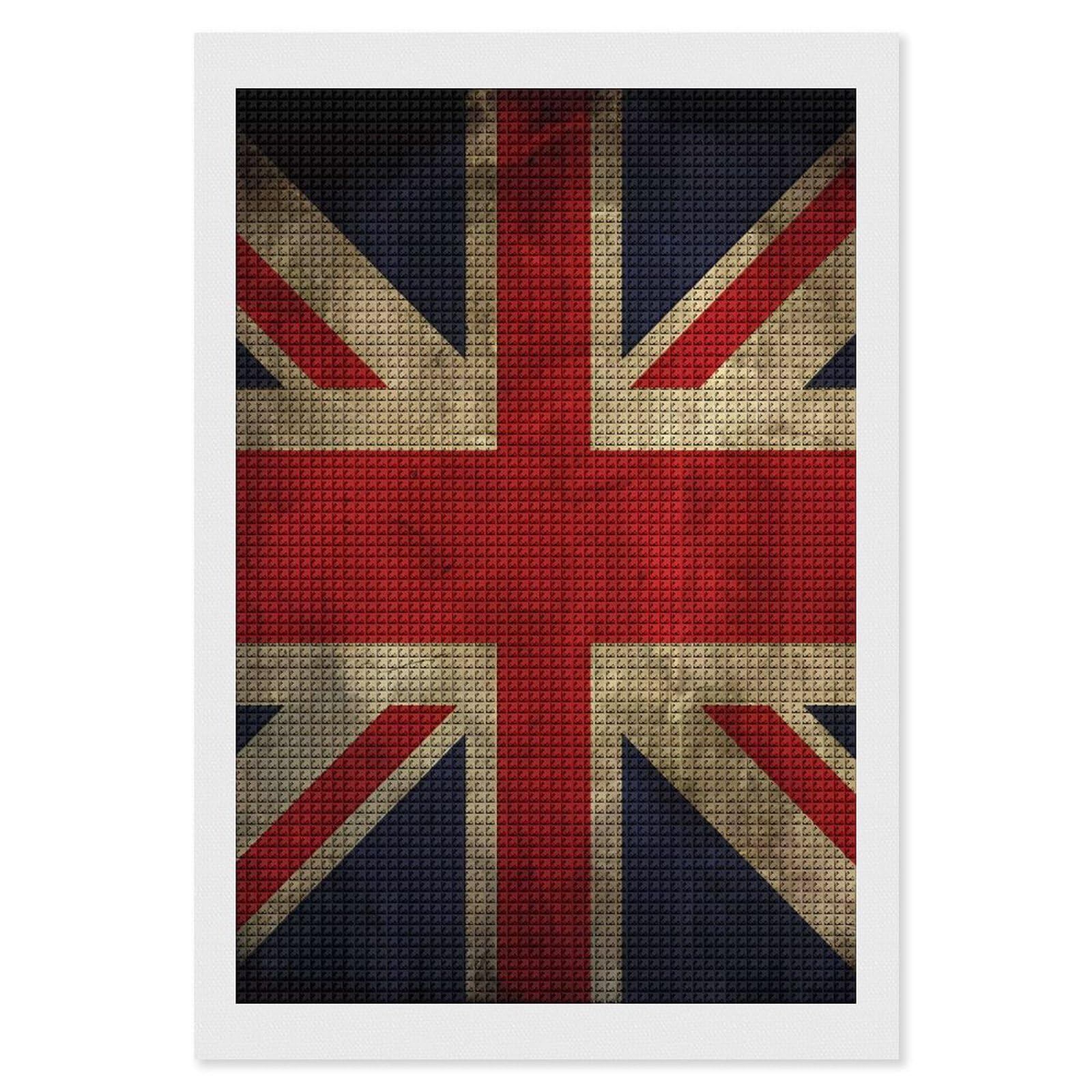 FodPand British Flag Diamond Painting Kit for Beginner Fun 5D DIY Crafts for Adults Diamond Art Kits Square Diamond Art Canvas Painting Gem Art Crafts for Home Wall Decor 8"x12"