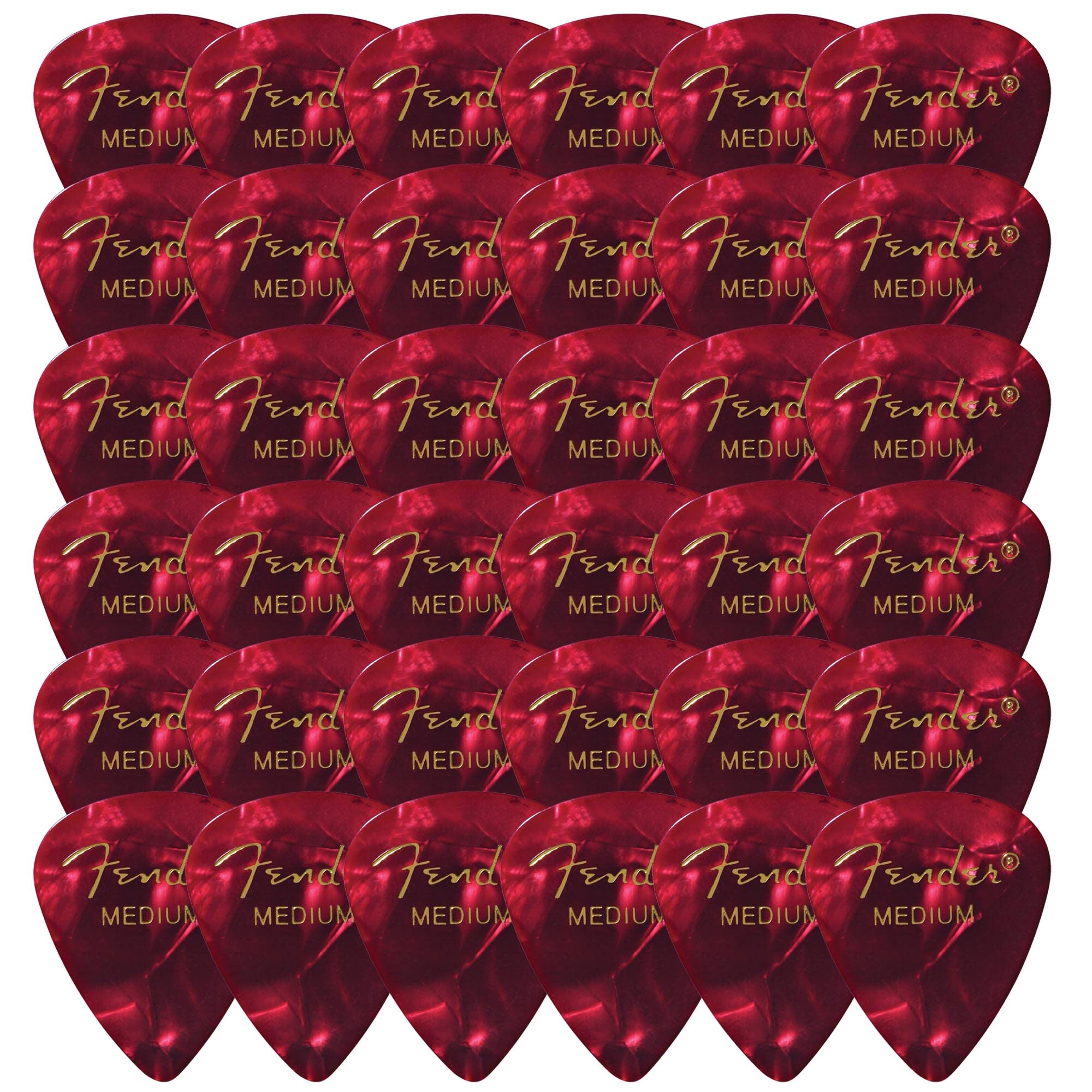 Fender Premium Celluloid 351 Shape Picks, Medium, Red Moto - 36 Pack