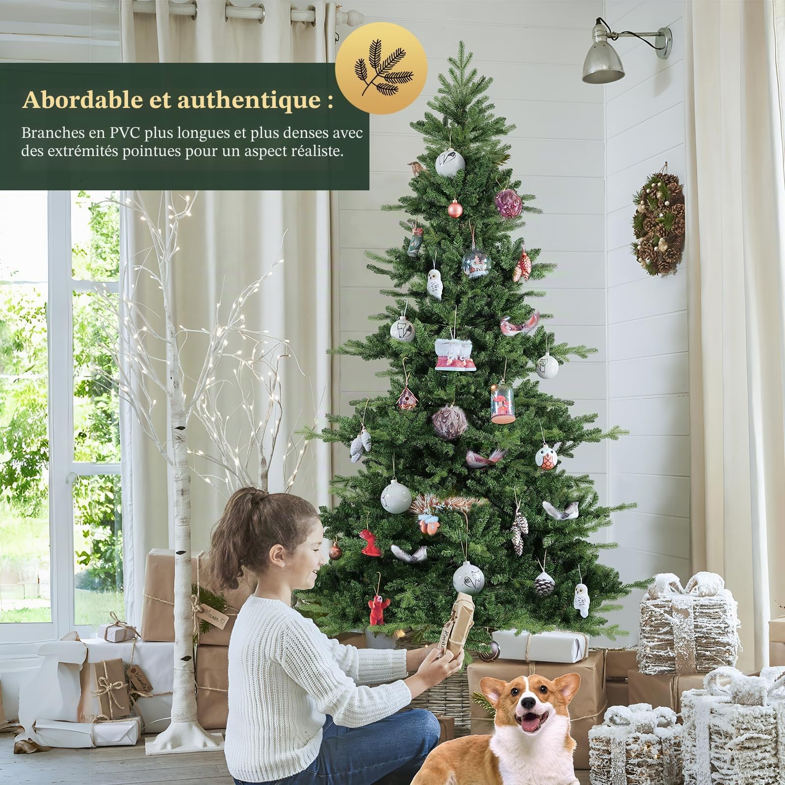 SALCAR Sapin de Noël Artificiel de 180 cm, en PVC et polyéthylène, système de Parasol Pliable, diamètre 115 cm