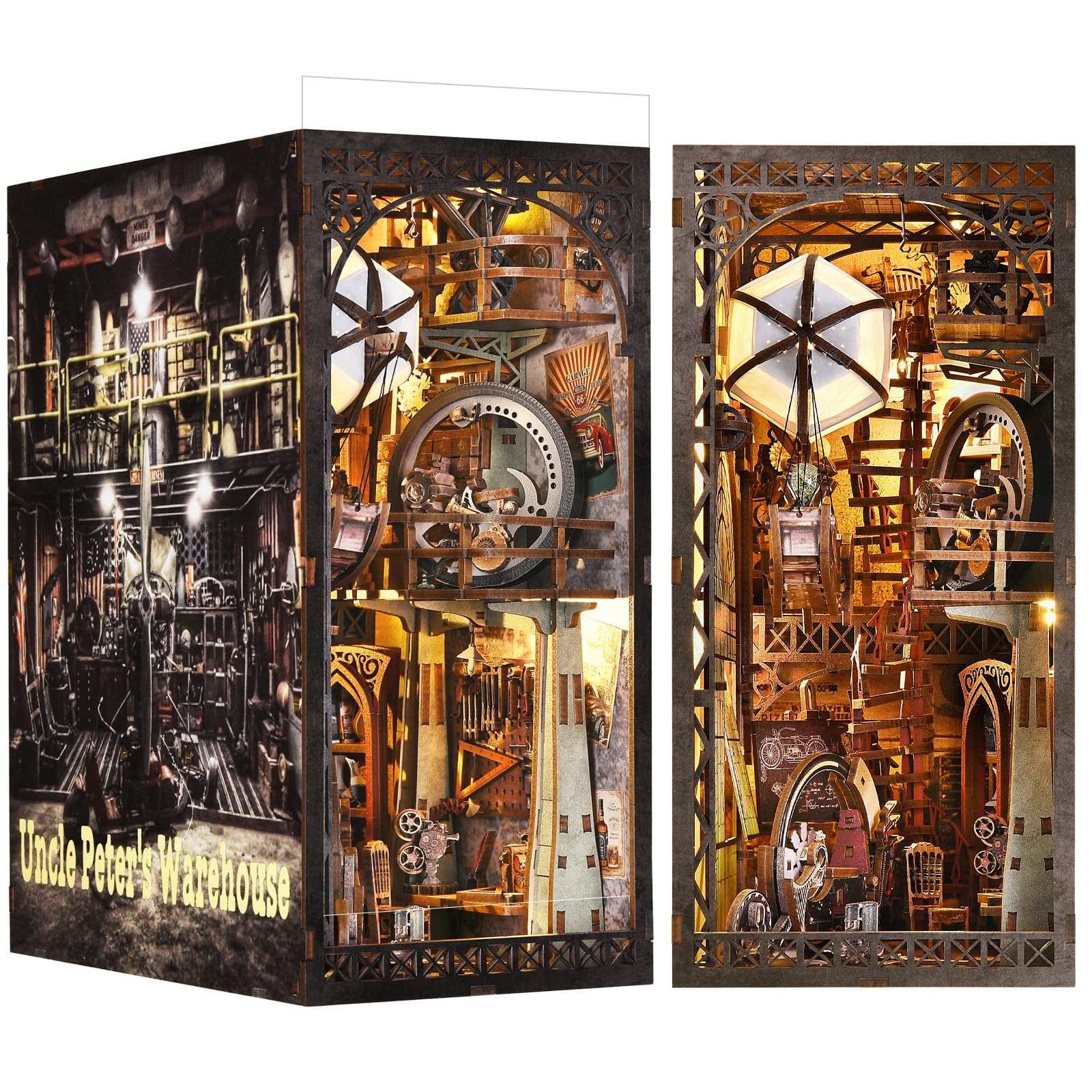 CUTEBEE Kit Coin Livre - Maison Miniature DIY, Kit de Maison de Poupée Japonaise pour Adultes et Adolescents, Décoration Étagère Serre-Livres 3D en Bois