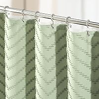 Vista 13 de Dynamene - Cortina de ducha, tela bohemia con rayas con chebrón en relieve, cortina para decoración de baño, hotel y spa, juego de cortina con Azul