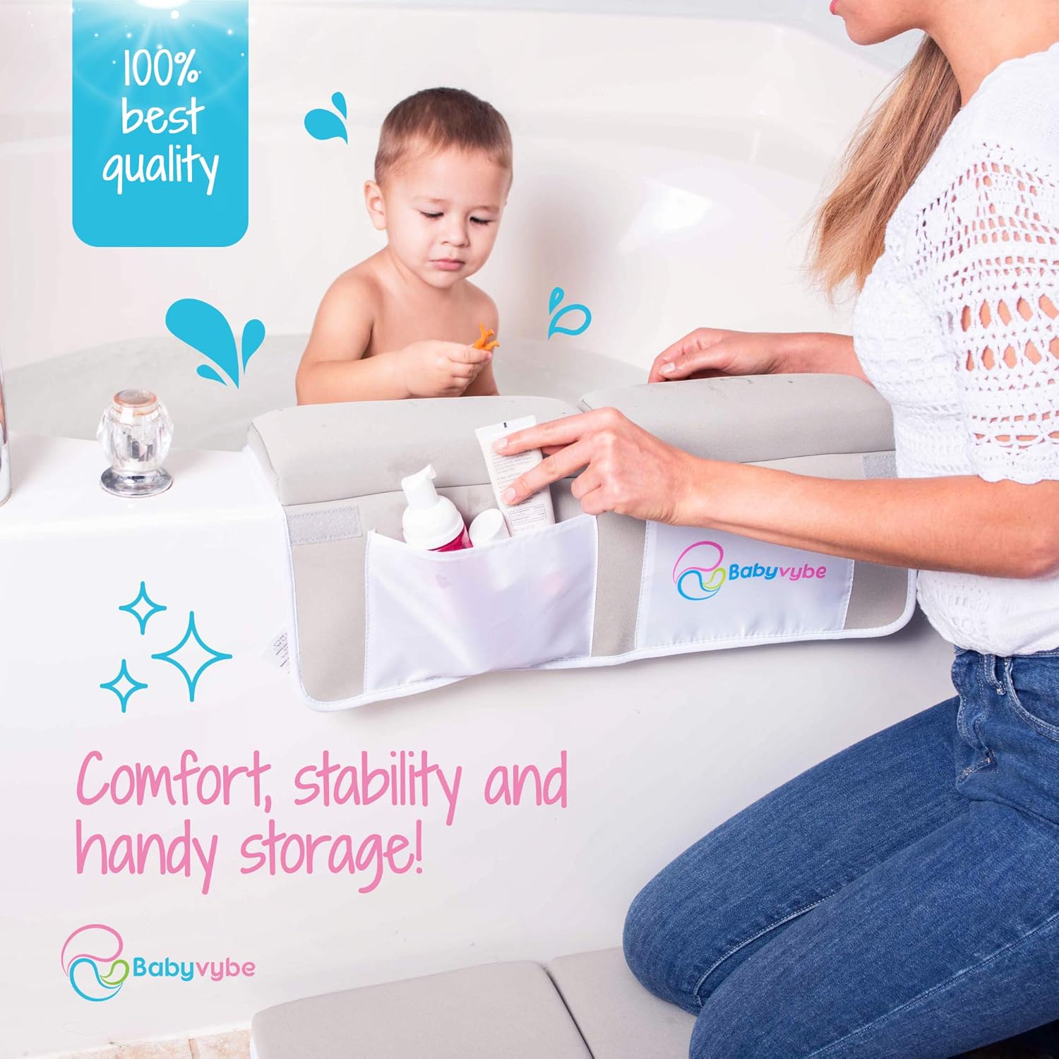 Baby Bath Kneeler and Elbow Rest Pad - Thick Kneeling, Non-Slip 1.5 Inch Support Cushion for Knees and Elbows with Travel Bag