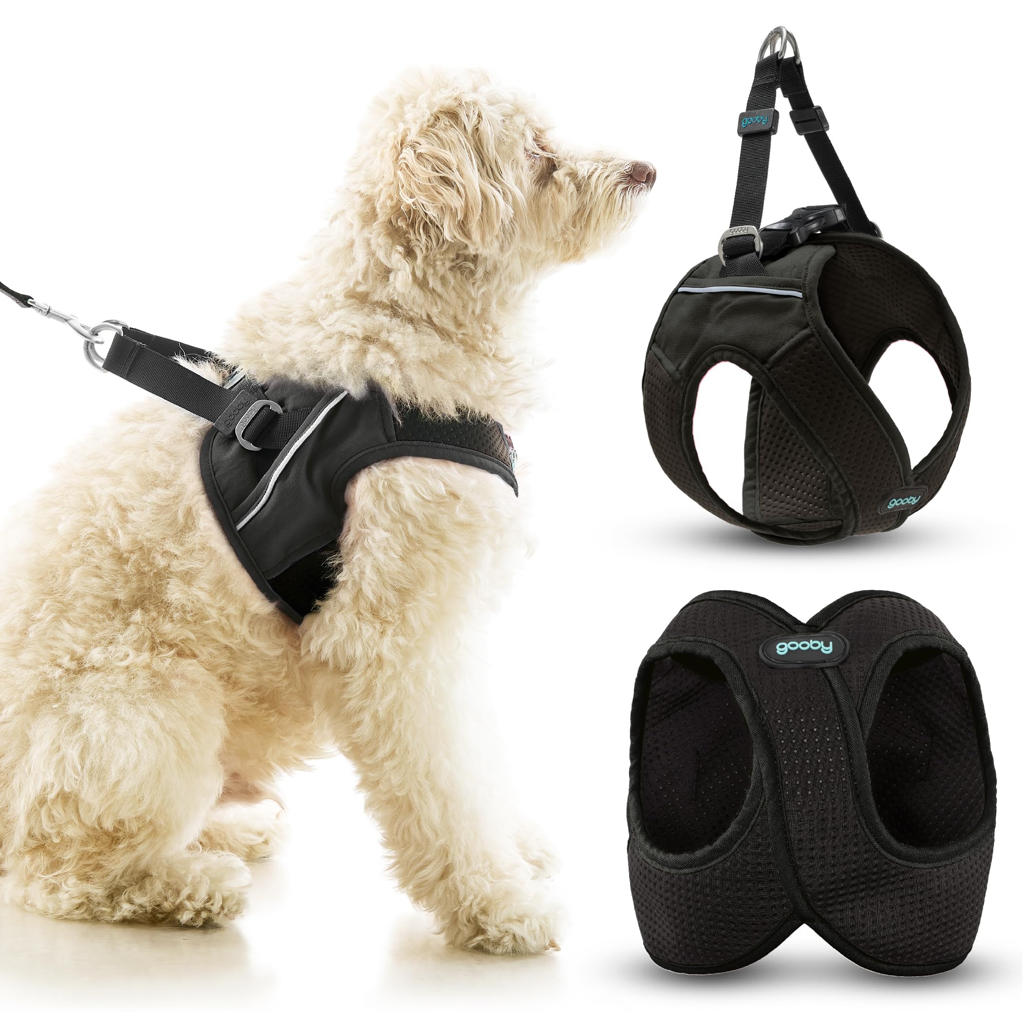 Gooby Escape Free Easy Fit X Step in Dog Harness - Vegas Black, Medium