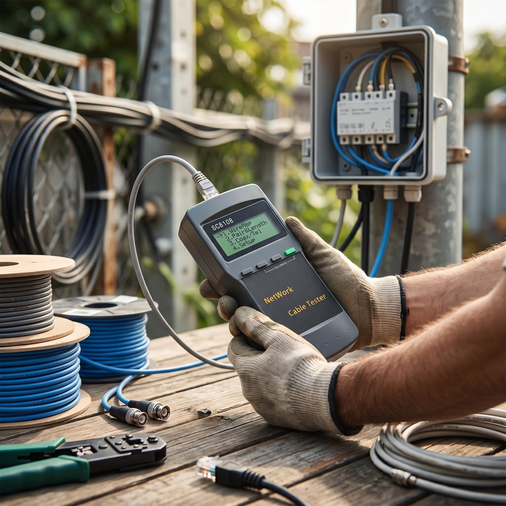 SC-8108 Verificador de Cable de Internet Probador de Continuidad Detección de Longitud de Punto de Ruptura 1350M Probador de Cable de Red Proyectos de Telecomunicaciones para