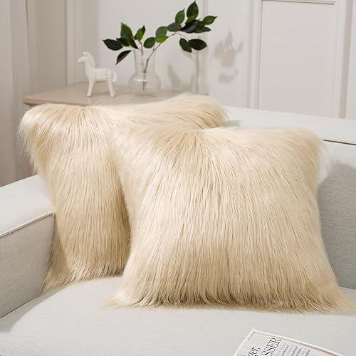 Phantoscope Pack of 2 Faux Fur Throw Pillow Covers Cushion