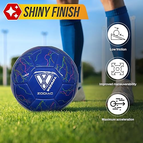 Miniatura 4 de Vizari Zodiac Balón de fútbol para jóvenes, adultos, niños, niñas, niños  Tamaño 3, 4, 5  Balón de fútbol de cuero sintético duradero e impermeable