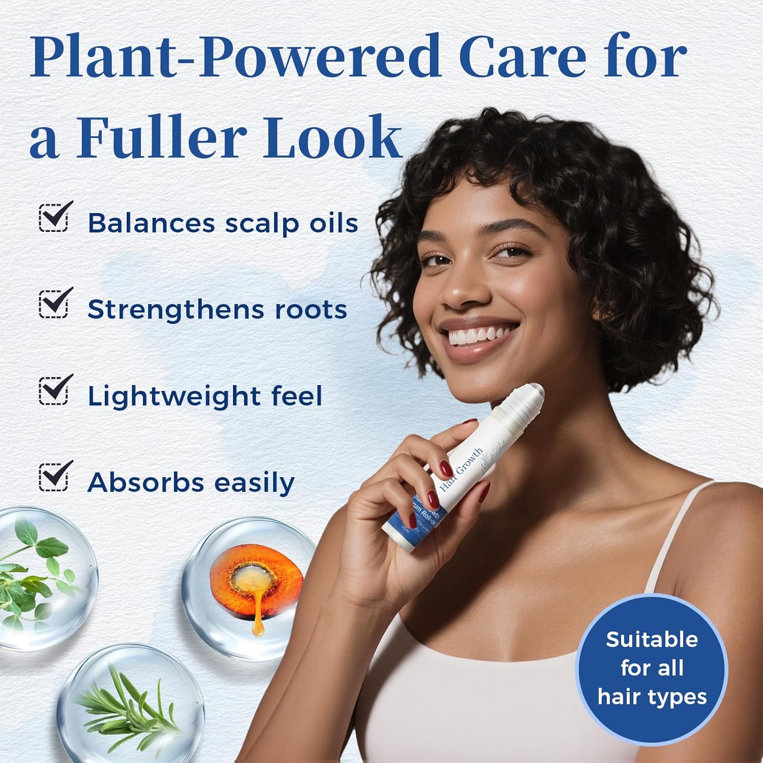 Hair Growth Serum Roll On with Rosemary，Helps Support Thicker, Fuller Hair Appearance，Clean, Non-Greasy Hair Loss Support for Men & Women，Saw Palmetto，0.84 Fl Oz (Pack of 1) - Image 4