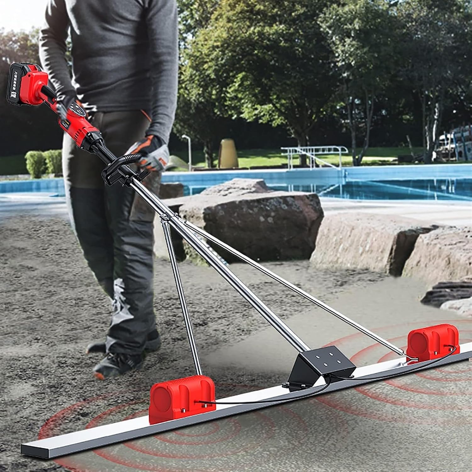 Power Screed Concrete Finishing Vibra Tool, 6000 RPM Concrete Surface Screed Tool,9 Speed Adjustment, with Stainless Steel Plate and Pure Copper Motor, for Concrete Processing (Size : 1.8m)