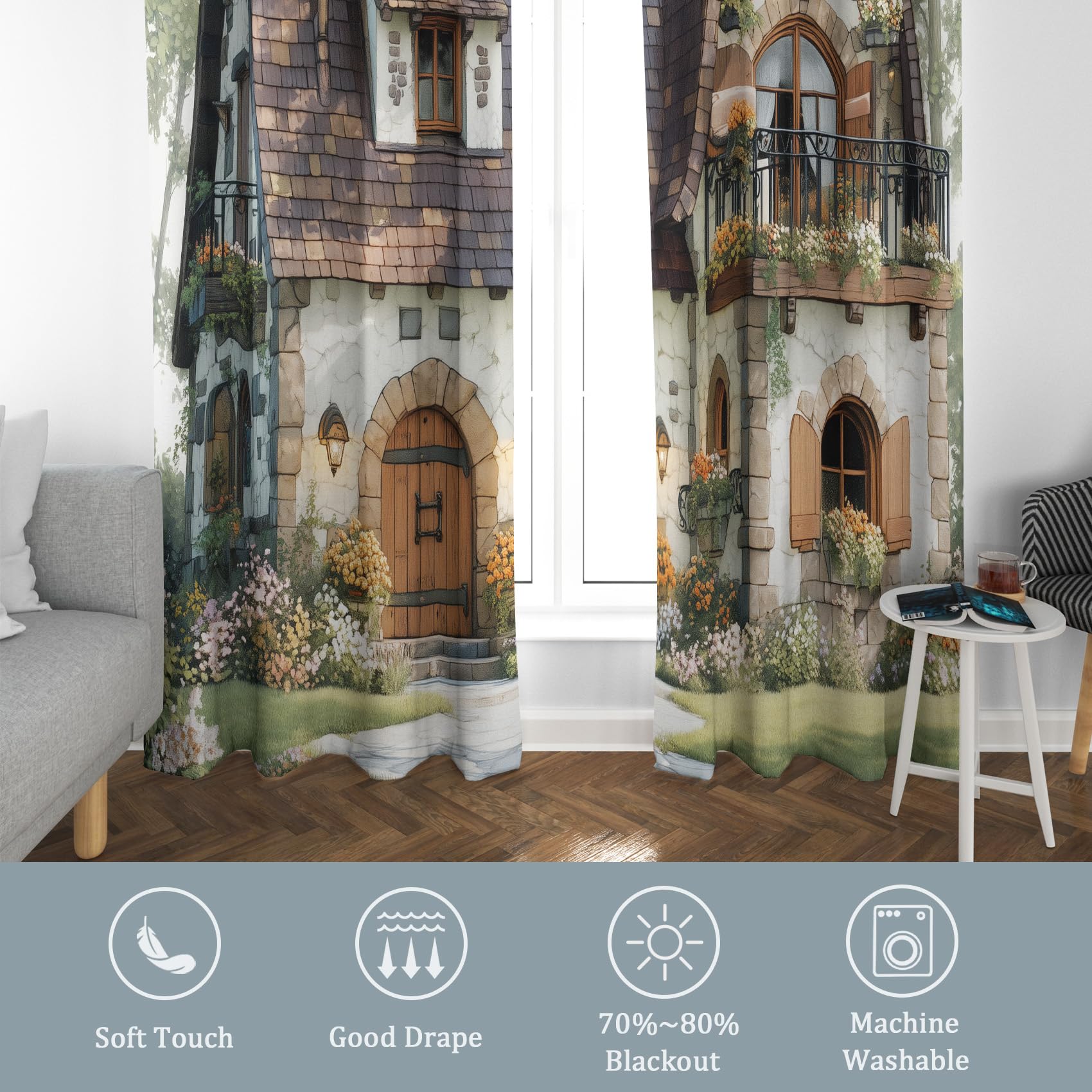 Generisch Vorhänge Europäisches Vintage mit Osen, H300 x B140 cm 2er Set