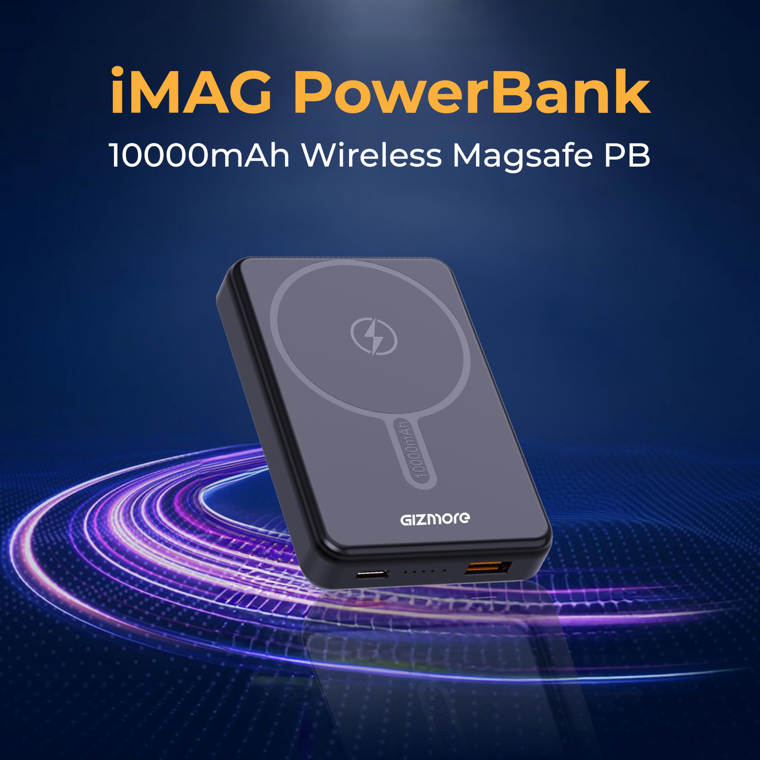 GIZ PD10K43 10000mAh Wireless Magnetic Power Bank, Up to 15W