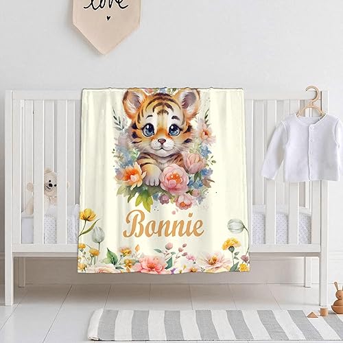 Miniatura 3 de Buyyet Manta de bebé personalizada con nombre, manta de bebé de tigre personalizada para niñas y niños, regalo de Navidad, manta personalizada de