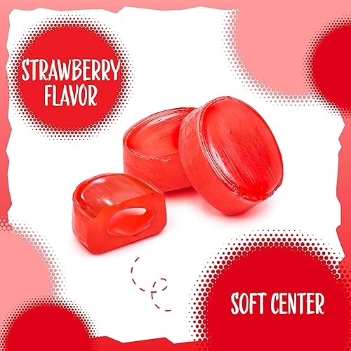 Miniatura 6 de Strawberry Bon Bons | Bolsa de 2 libras | Caramelo duro envuelto individualmente | Caramelos rojos a granel a granel a la antigua con relleno dulce
