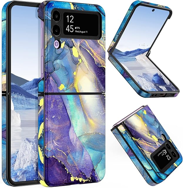 Petocase for Samsung Galaxy Z Flip 4 Case, Thin Slim Stylish TPU Bumper Cover Shockproof Drop Protection Case for Girls Women Compatible with Samsung Galaxy Z Flip 4 Blue