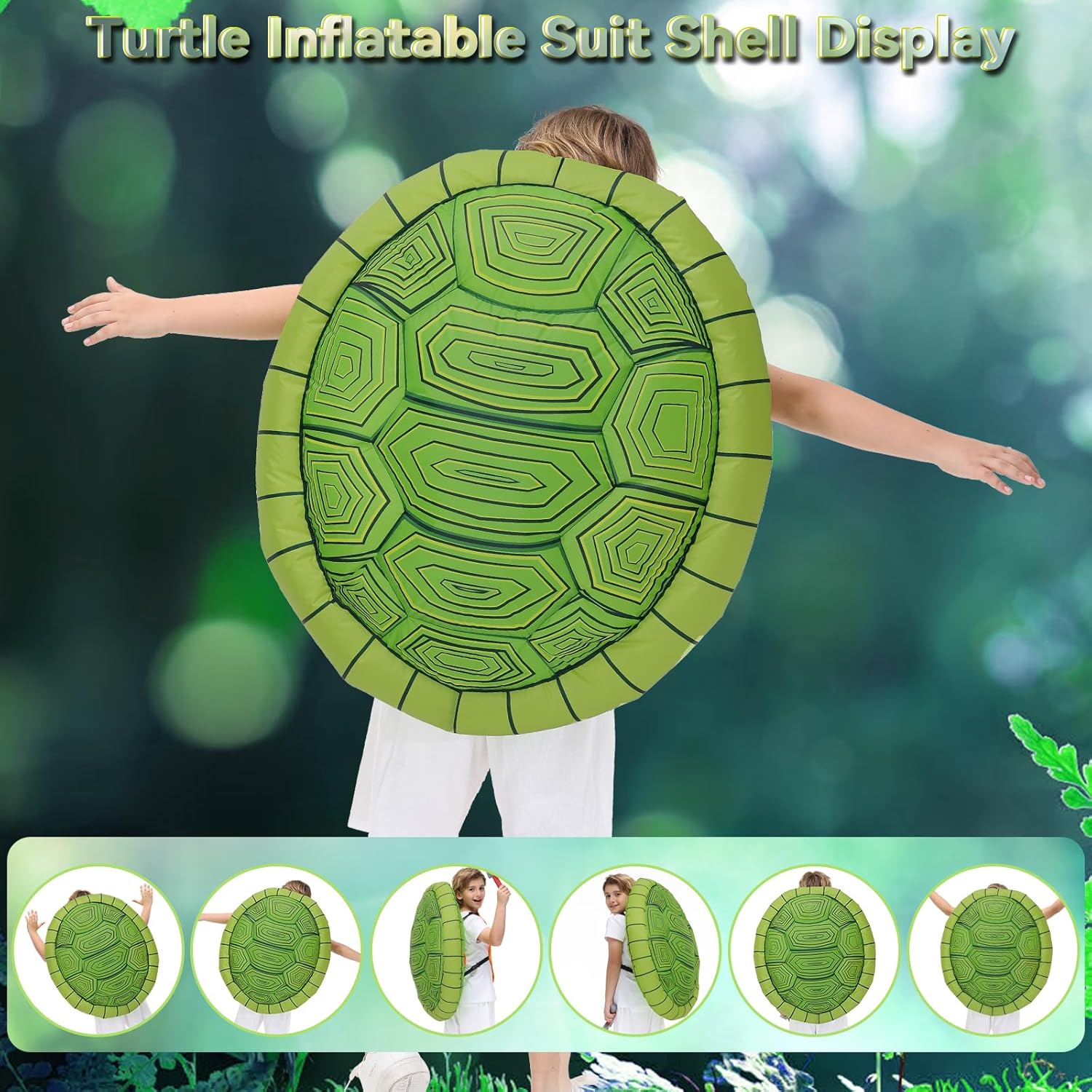 Tanganan Inflatable Turtle Costume for Kids, Halloween Turtle Shell Costumes Suits Blow up Costumes for Boys Girls Cool Funny Fancy Dress Party - Image 2