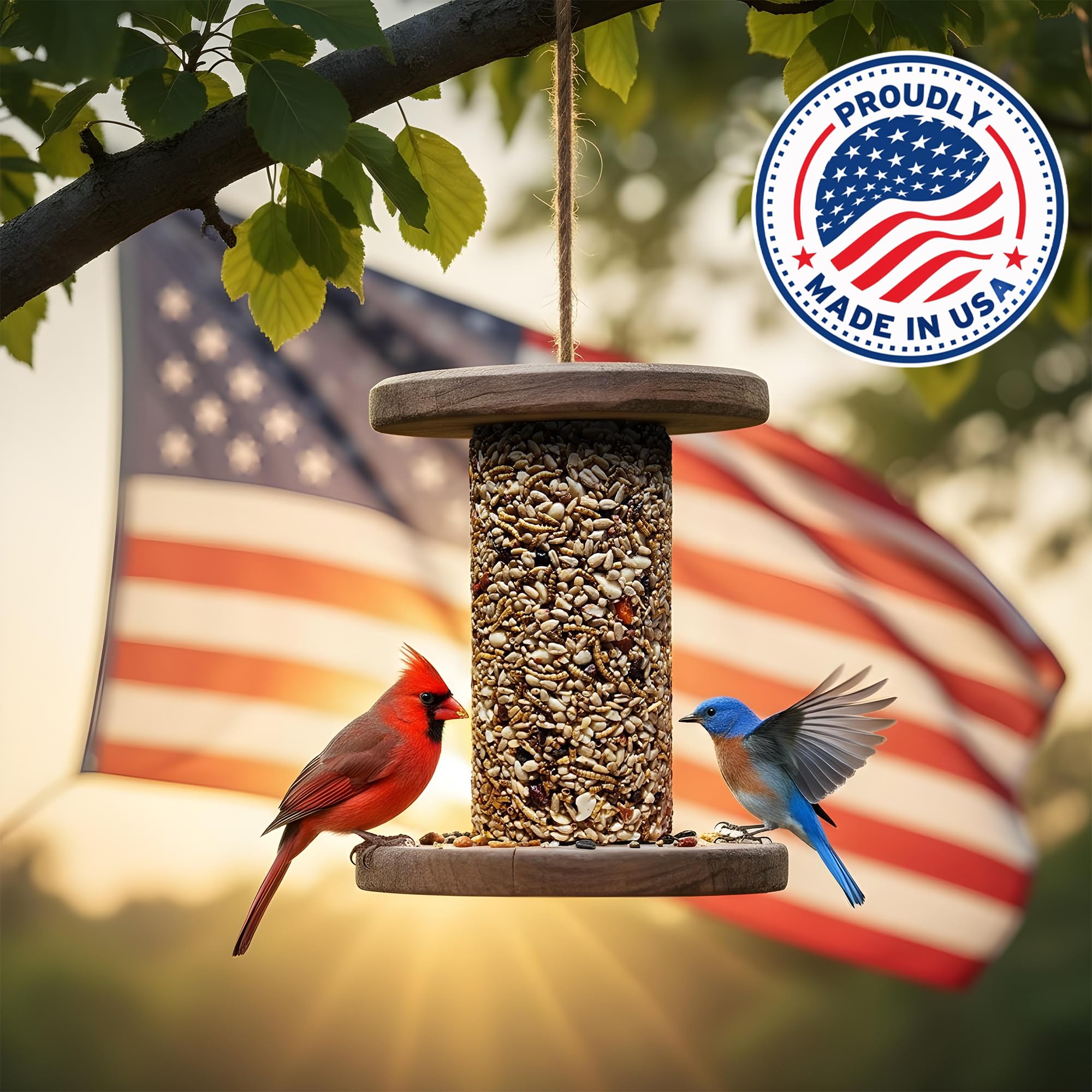 Cilindro de semillas de pájaros con agujero, frutos secos y bayas, alimento para pájaros carpinteros, Blue Jays, trepadores y más, mezcla natural rica en proteínas de alta calidad, sin rellenos